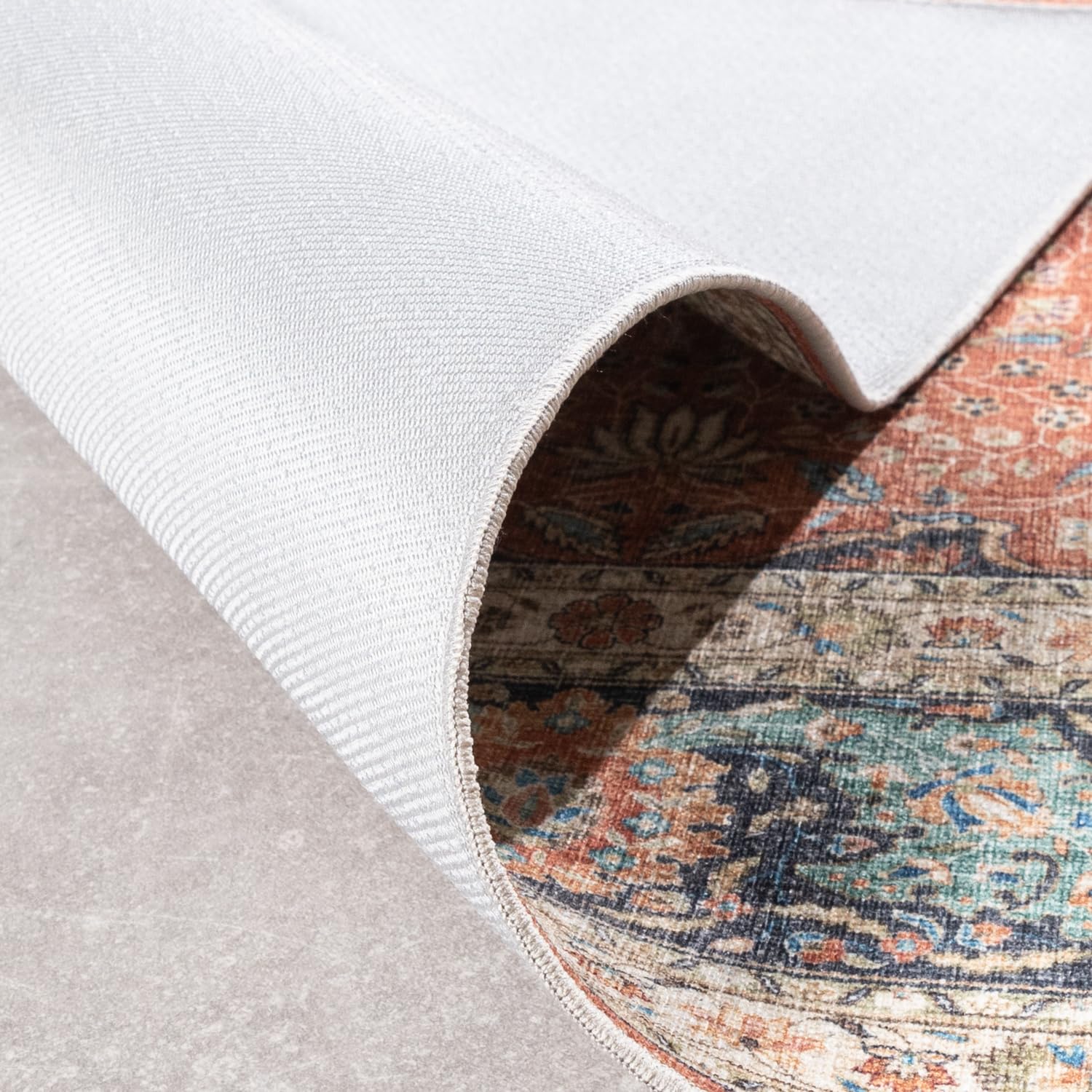 FRAAI | Home & Living In- & Outdoor Vintage Teppich - Kairo Medaillon Terra Dunkelblau - 160x230 cm
