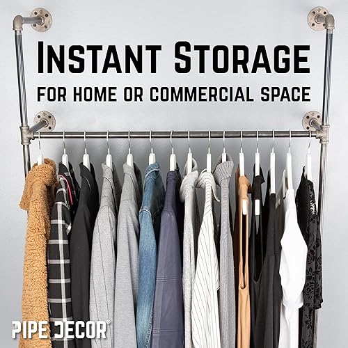 Miniatura 5 de PIPE DECOR Perchero modular montado en la pared y en el piso, 41 in W x 87.5 in H, Tubo de acero negro, accesorios y bridas, Diseño industrial y