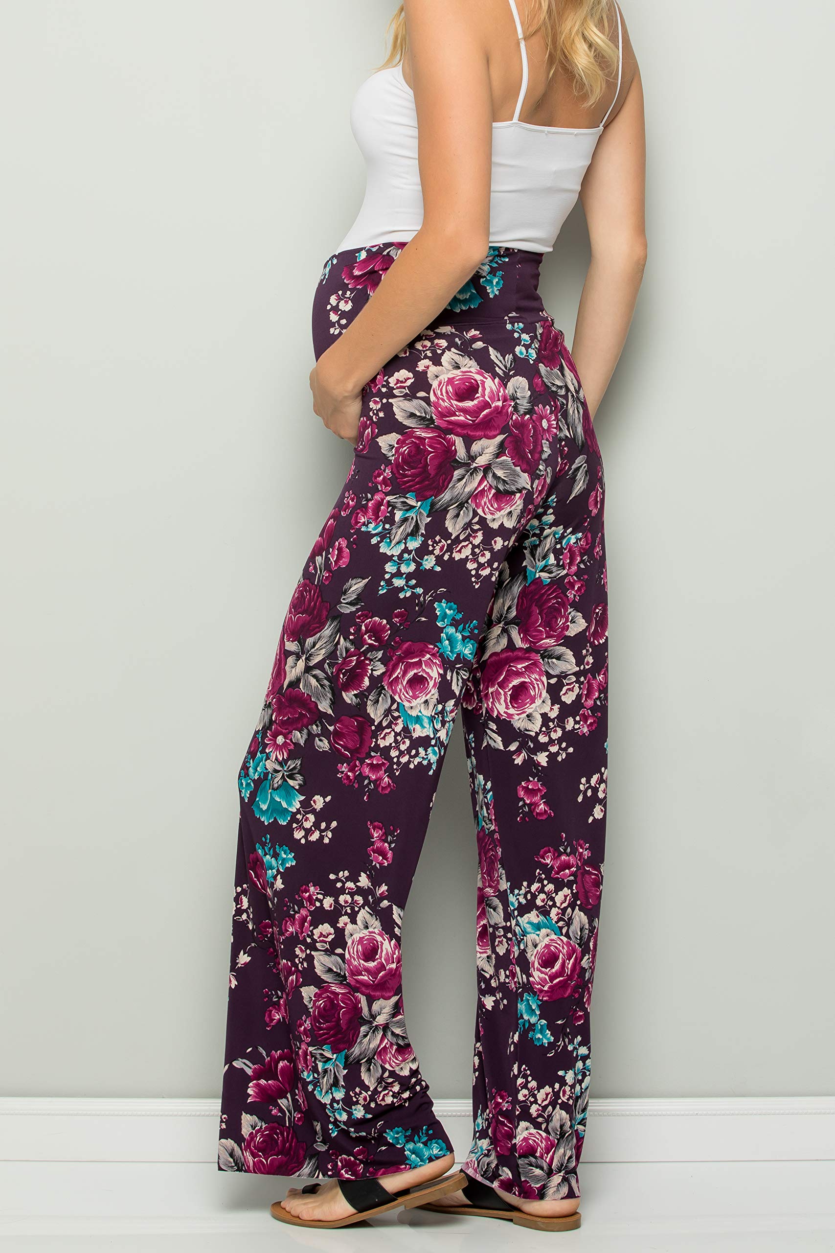 My Bump Damast-Palazzo-Hose für Damen, leger, Bohemian-Stil, mit Bauchkontrolle