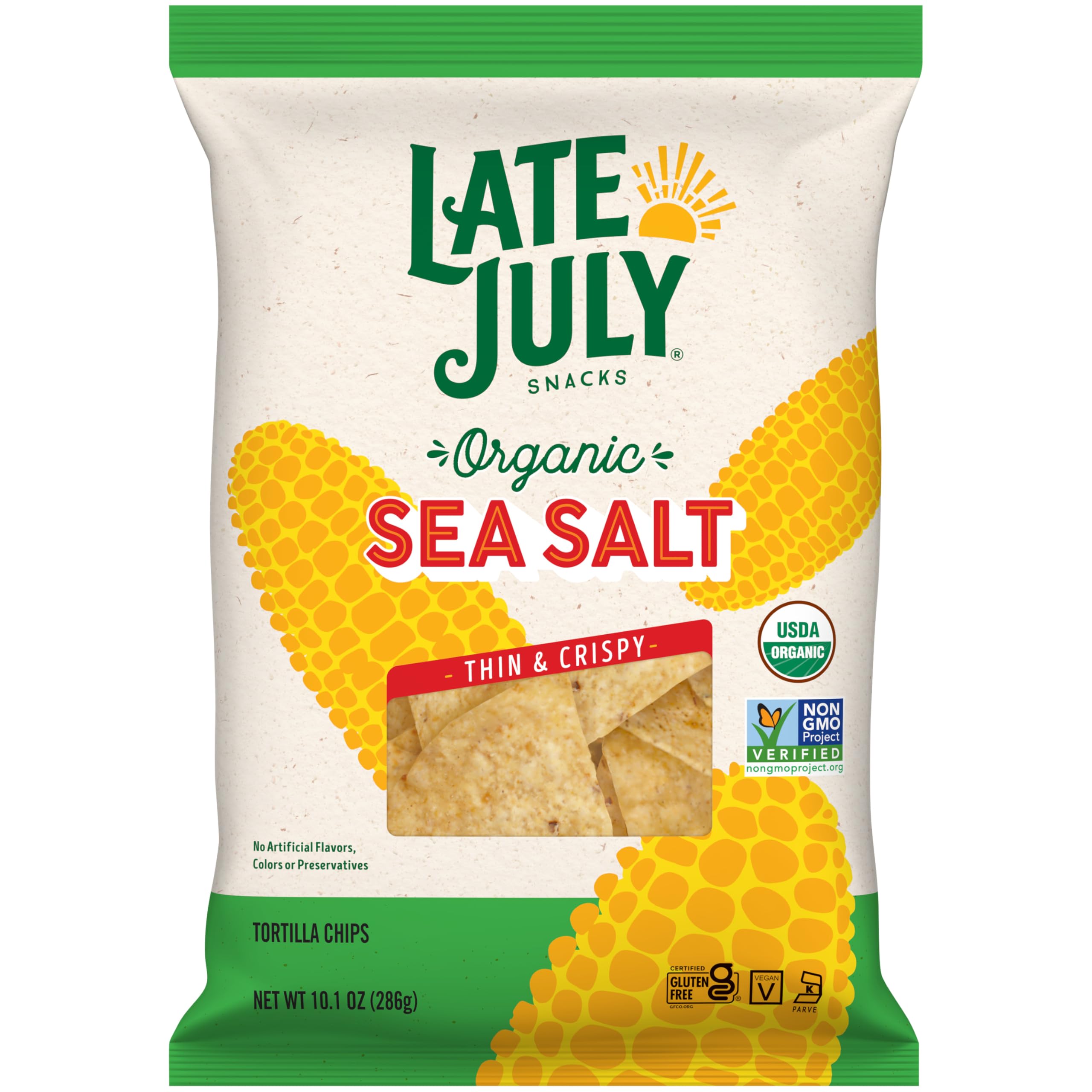 Late July Snacks Organic Tortilla Chips with Sea Salt, 10.1 Oz