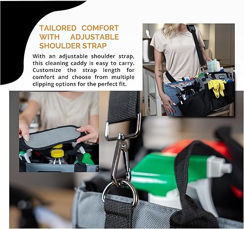 Miniatura 5 de Zyno Moon Bolsa de limpieza resistente, forro resistente al agua, organizador de suministros extra grande, para profesionales de la limpieza,