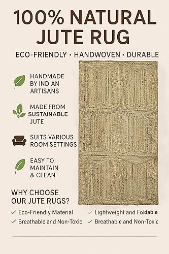 Miniatura 9 de ARTS OF JAIPUR Collection - Alfombra de pasillo de 3 x 10 pies, hecha a mano india, de yute natural, alfombra trenzada con festoneada amarilla,