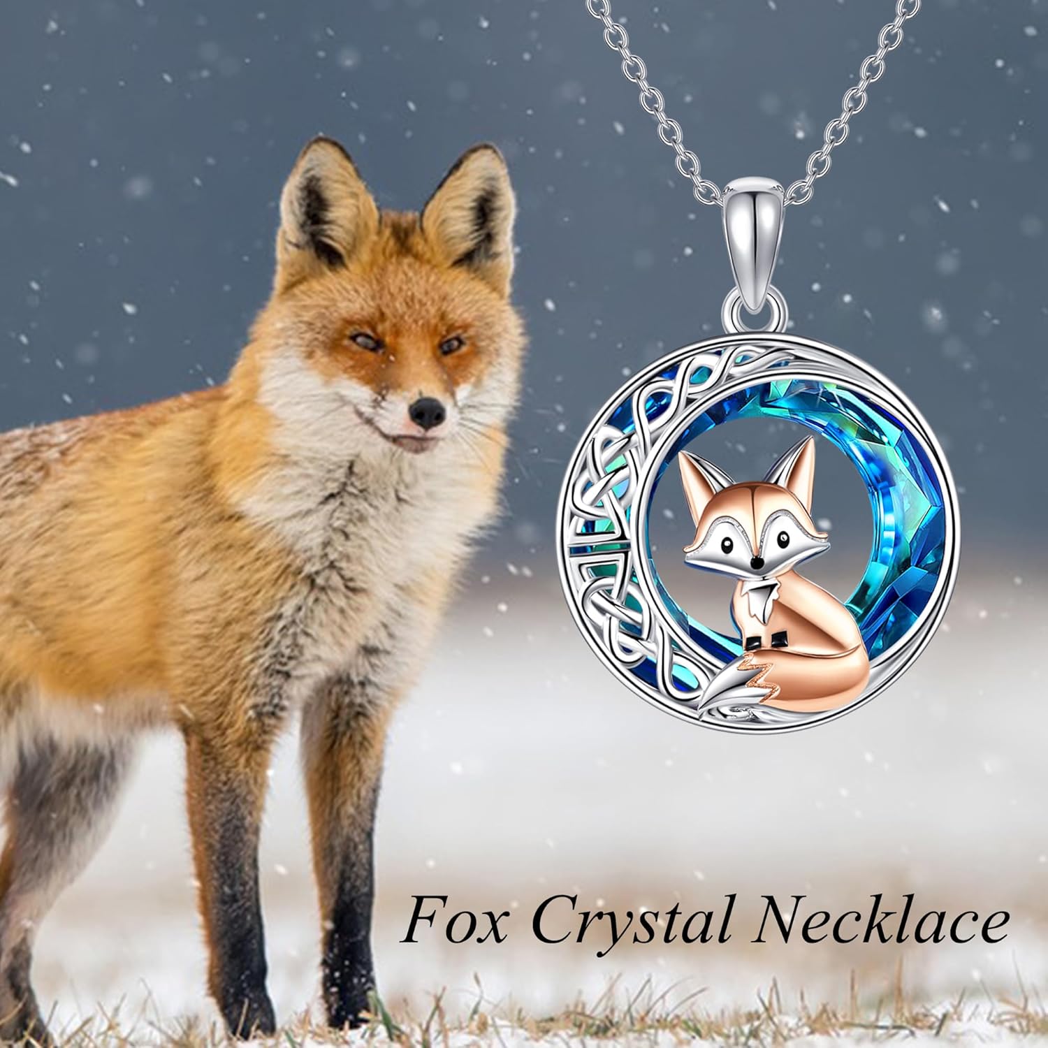 MONGAS Fox Necklace Sterling Silver Created Crystal Pendant Cute Animal Necklace Fox Jewelry Gifts for Women - Image 6