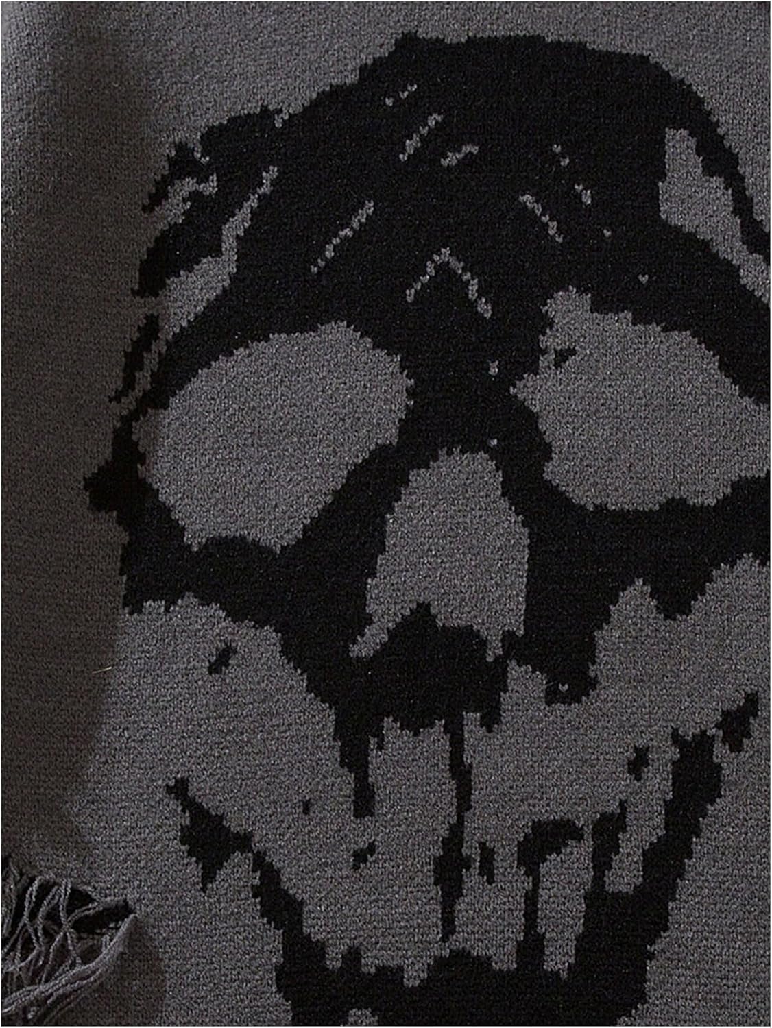Men's Skull Graphic Gothic Sweater Y2K Grunge Ripped Sweater Unisex Oversized Pullovers Long Sleeve Knit Streetwear - Image 3