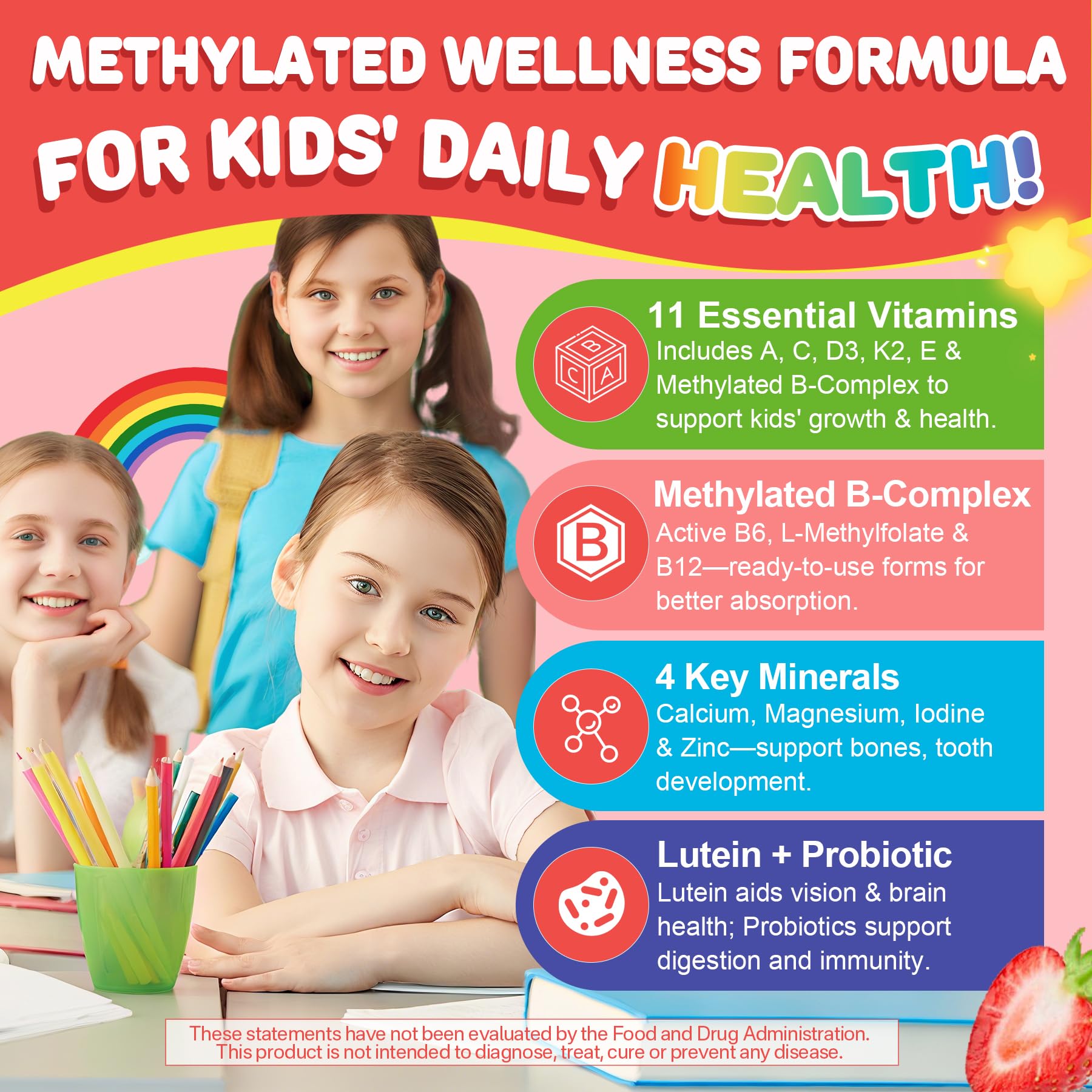 Kids Multivitamin Gummies + Calcium D3 K2, Probiotics, Vitamins for Kids 4+ — Amazon image 4