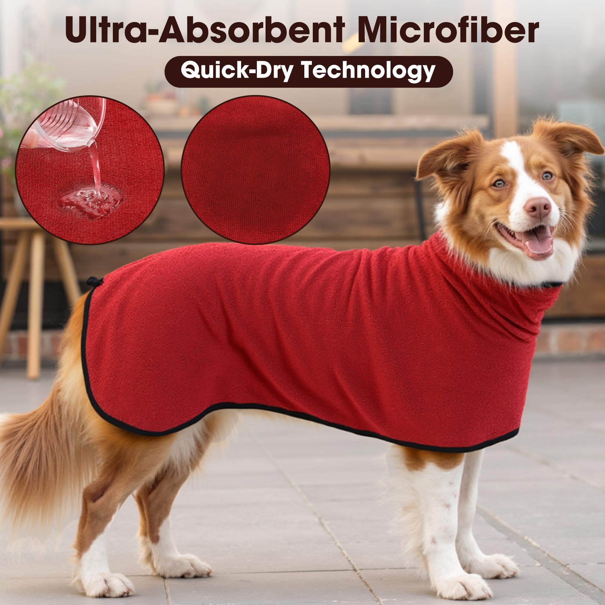 Mikrofaser-Hundebademantel, super saugfähiger Hunde-Trockenmantel | Schnell trocknender Handtuchwickel, verstellbarer Bademantel für kleine, mittelgroße und große Hunde