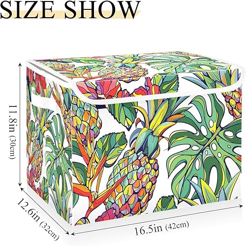 Miniatura 3 de Pineapples Foldable Storage Bins Bags for Clothes Fabric Storage Container Organizers with Reinforced Handle Closet Organizers for Bedroom Living