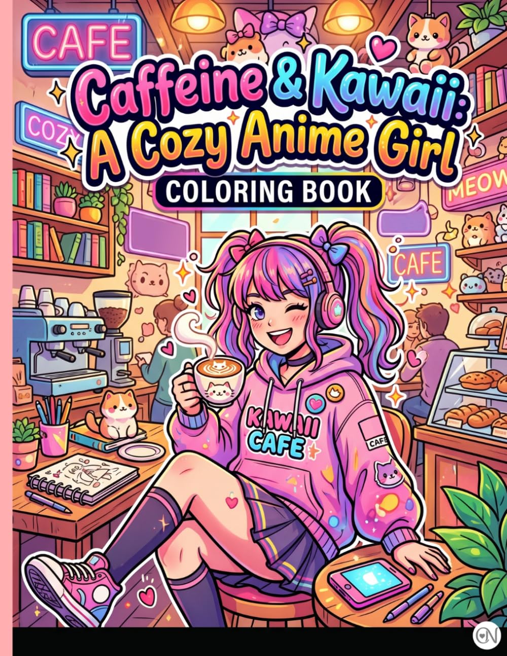 Caffeine & Kawaii: A Cozy Anime Girl: A Cozy Anime Girl Coloring Book: Cute Manga Aesthetic Scenes for Stress Relief and Relaxation with Adorable Characters, Coffee Shops, and Sweet Treats