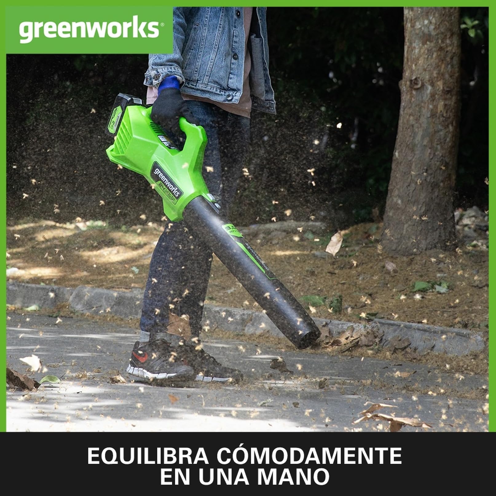 Greenworks Tools G24ABII Soplador de Hojas a Batería Axial, 145 km/h, 9,08 m³/min SIN Batería de 24V y Cargador