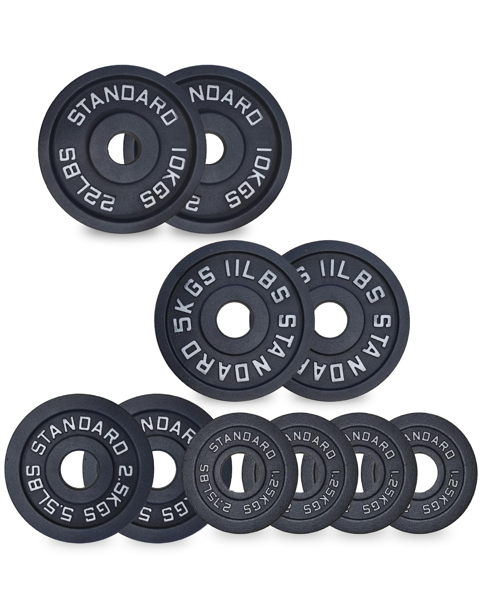 Cast Iron Weight Plates Set 2" Olympic Barbell Home Gym Equipment 1.25kg-25kg Pairs Sets with 5ft-7ft Barbell Strength Training — image 1