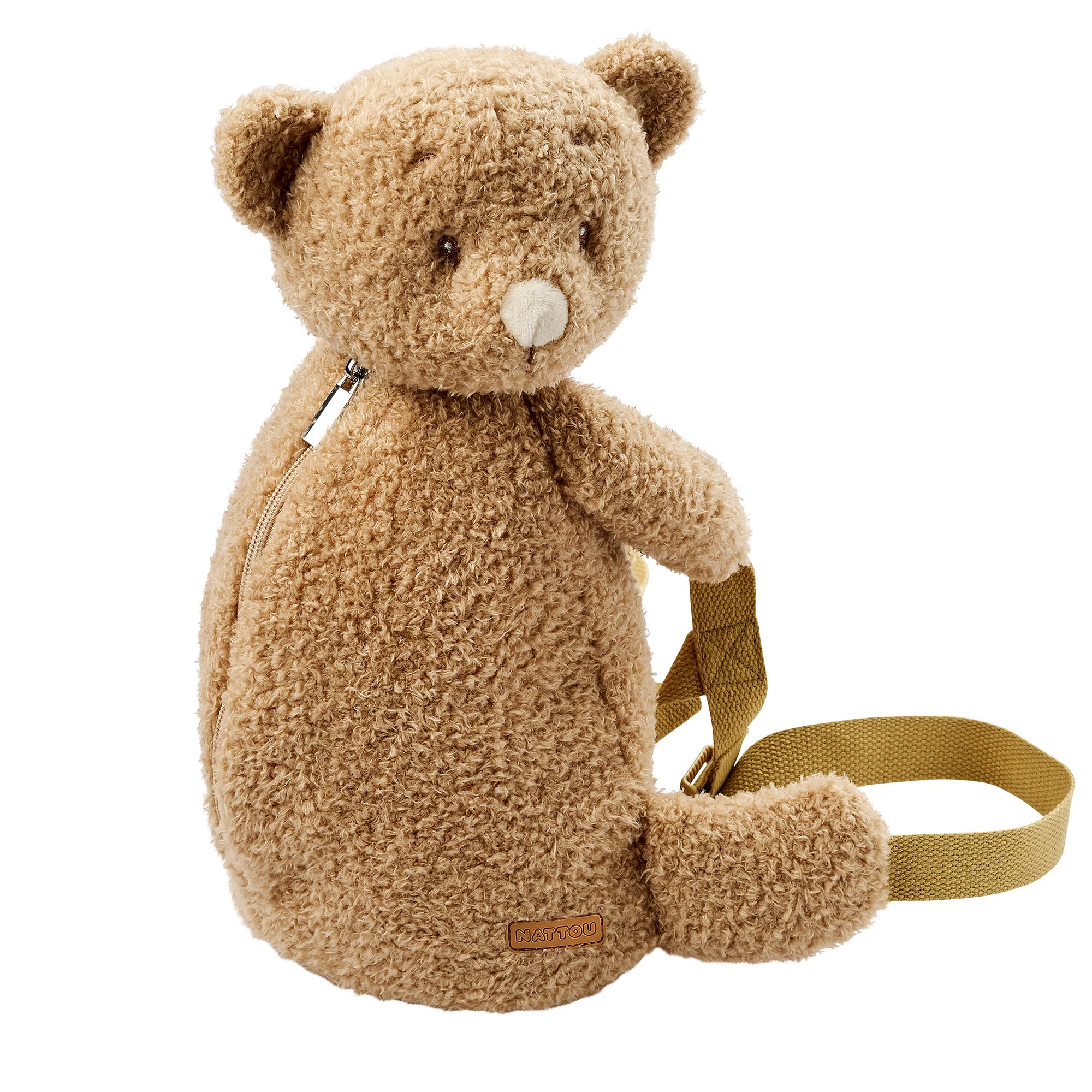 Nattou Teddy Bear Backpack – Soft Cuddly Plush Bag for Toddlers Lightweight & Comfortable Ideal for Nursery, Travel & Preschool, Cuddly Bear