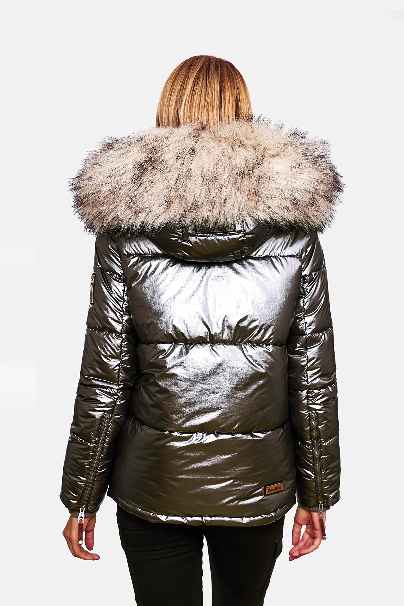 Navahoo Tikunaa - Chaqueta de invierno para mujer, con capucha de piel sintética, tallas XS-XL