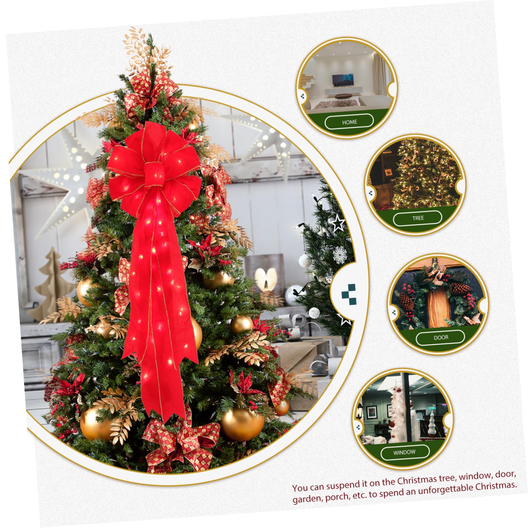IMIKEYA 3 Stück Weihnachtsschleife Weihnachtsbaumschmuck Weihnachtsbaumspitze Schleife Weihnachtsbaumanhänger Weihnachten Große Schleife Weihnachtsbaumschleife Leuchtende Schleife