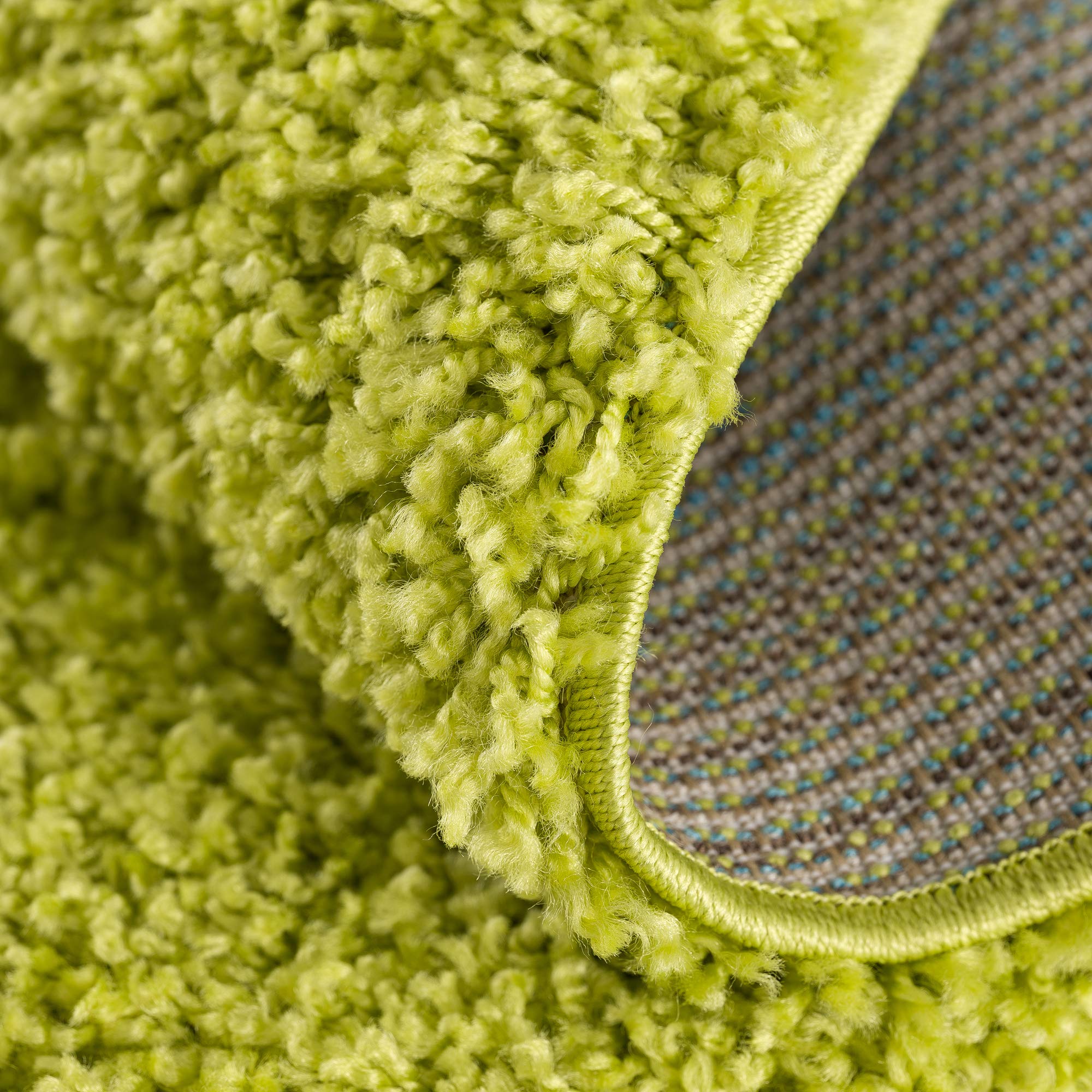 Impression Teppich Rund - Perfect Teppiche fürs Wohnzimmer, Flur, Schlafzimmer, Kinderzimmer, Babyzimmer - Hochwertiger Öko-Tex Zertifizierter Flächenteppich - Solid Color Hellgrün - 200 cm Rund