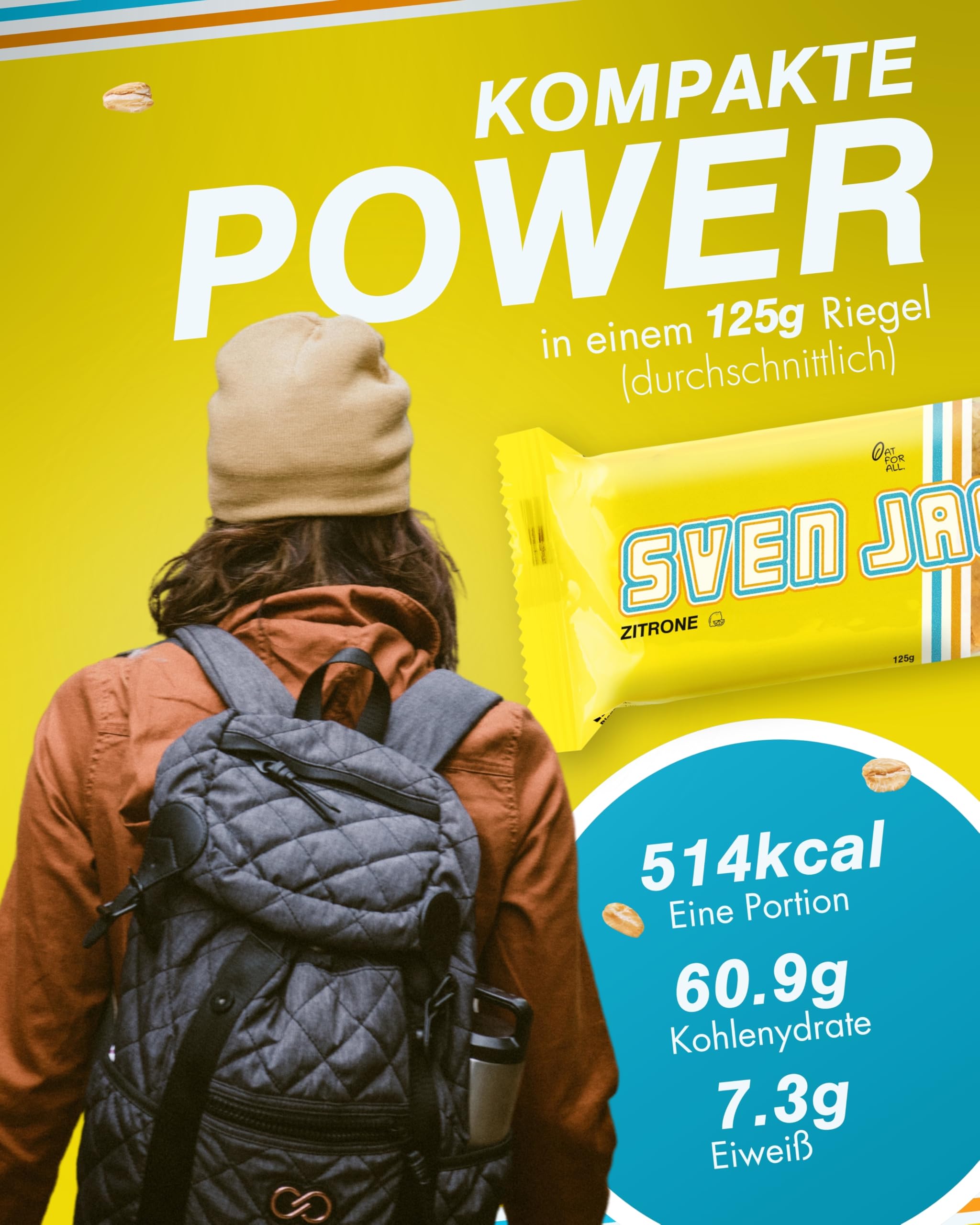 Sven Jack (Energy Cake) OUTDOOR Haferriegel Mix Box 24x 125g I Original Haferflocken Energieriegel I Vegane Haferriegel I Langkettige Kohlenhydrate & wenig Zucker I Verschiedene Sorten