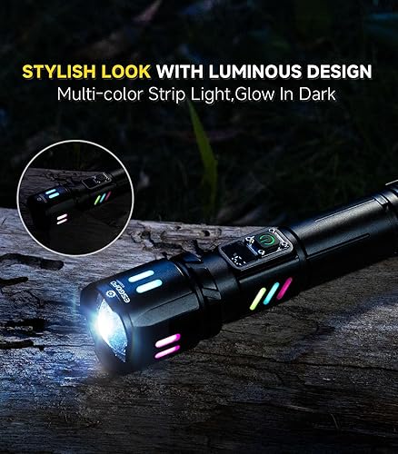 Miniatura 7 de Esgofo Linternas recargables de alto lúmenes, diseño de botón de un solo clic, LED súper brillante de 30 W, larga duración de 15 horas, entrada y