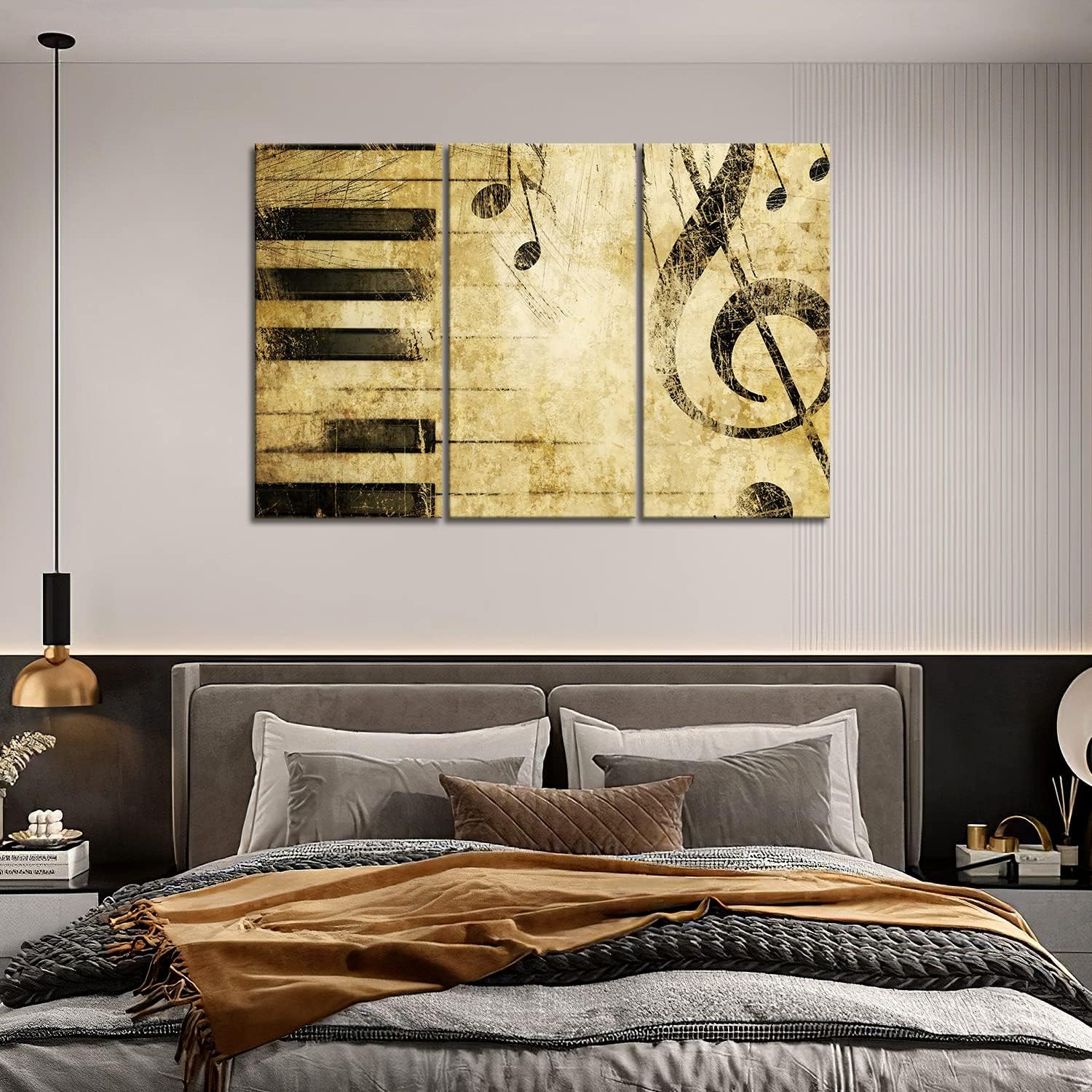 Canvas Wall Art for Music Room - Modern Decor with Piano Keys Painting