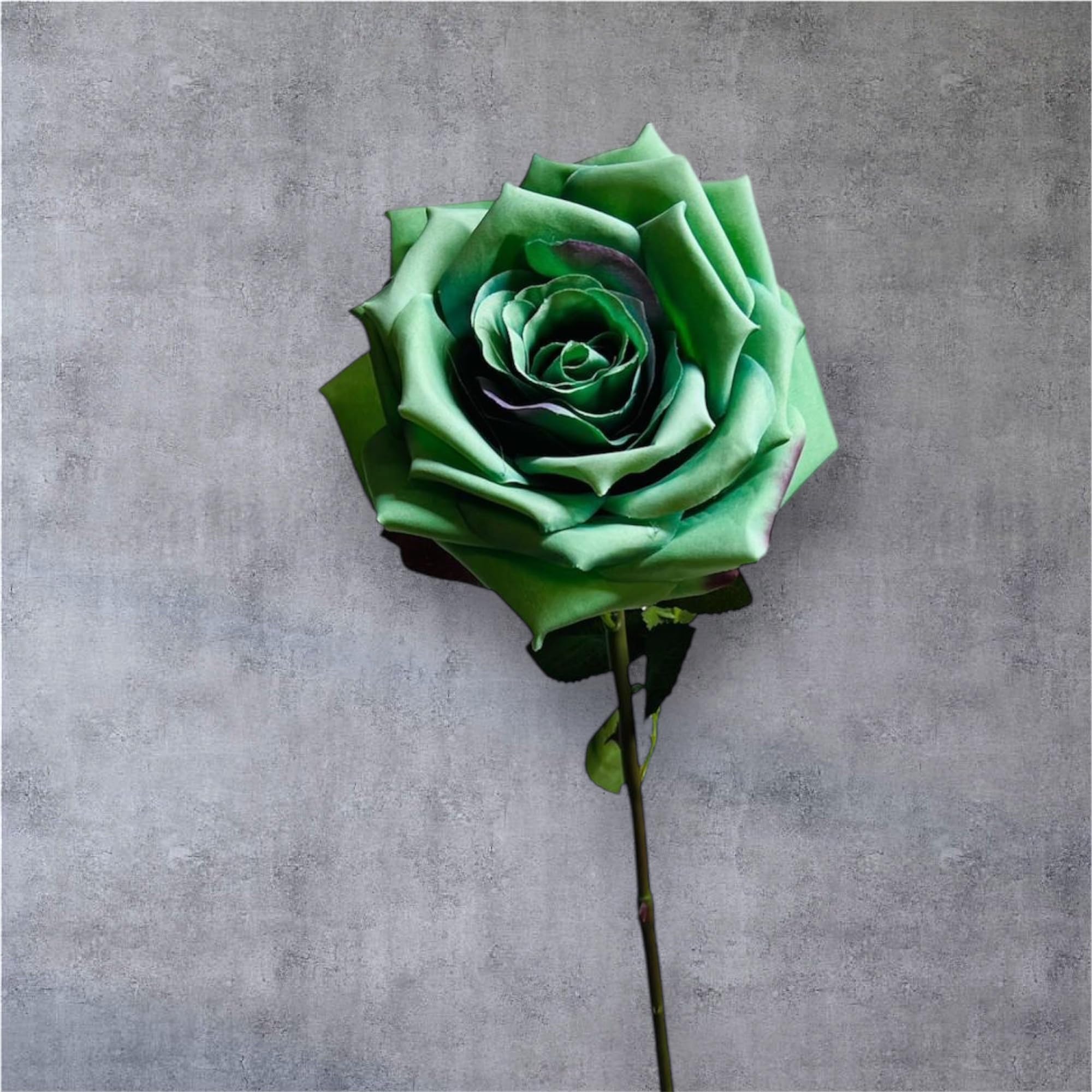Single Large Open Green Rose – Realistic Artificial Bloom (Green)