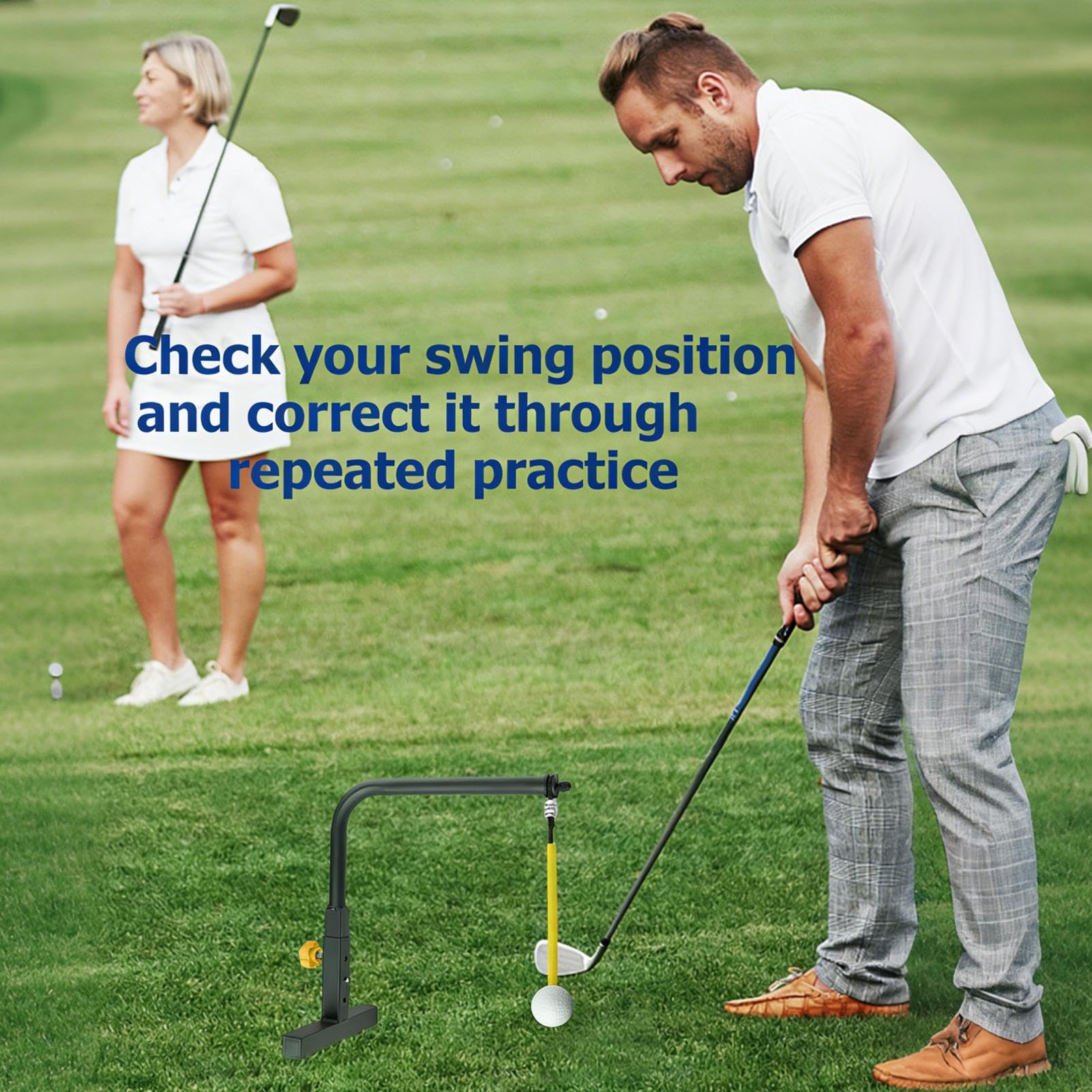 Przyrząd do treningu swinga w golfie do symulatora z regulacją wysokości i | Sprzęt do ćwiczeń golfowych dla mężczyźni graczy outdoor trening w ogrodzie golfowy