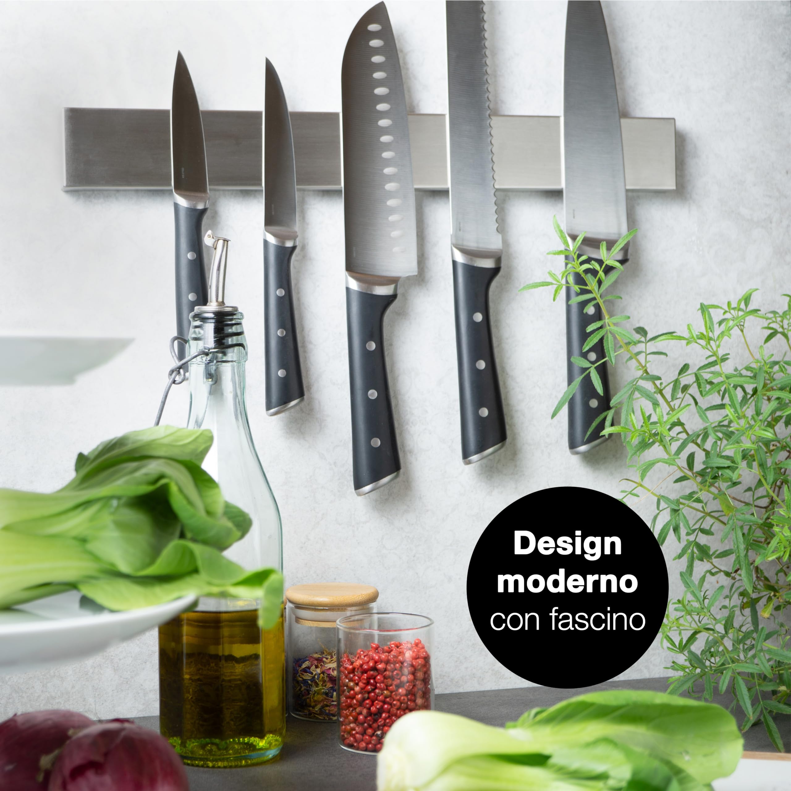 Moritz & Moritz 40 cm Portacoltelli Magnetico - Barra magnetica per coltelli guida universale - Per tenere in ordine coltelli utensili da cucina attrezzi