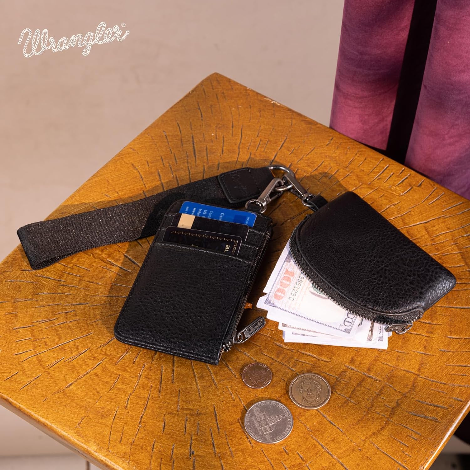 Montana WestxWrangler KeyChain Wristlet Wallets for Women Western Dual Pouch Wristlet Embroidered Boot Scroll Card Holder Wallet With Zipper - Image 6