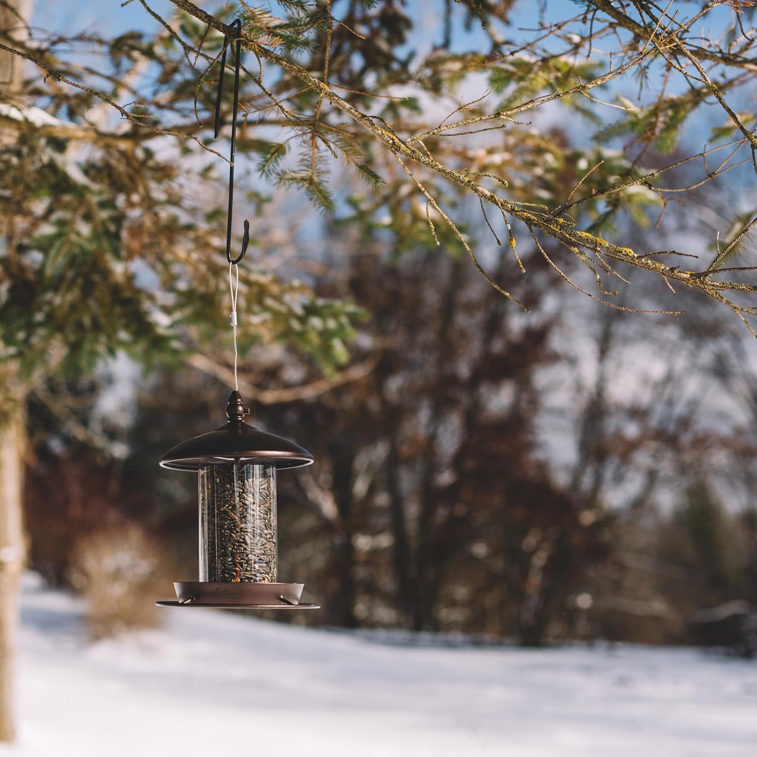 Metal Bird Feeder for Outside Hanging,Wild Bird Feeders for Cardinal, Large Roof and Tray - 6 Port - Image 6