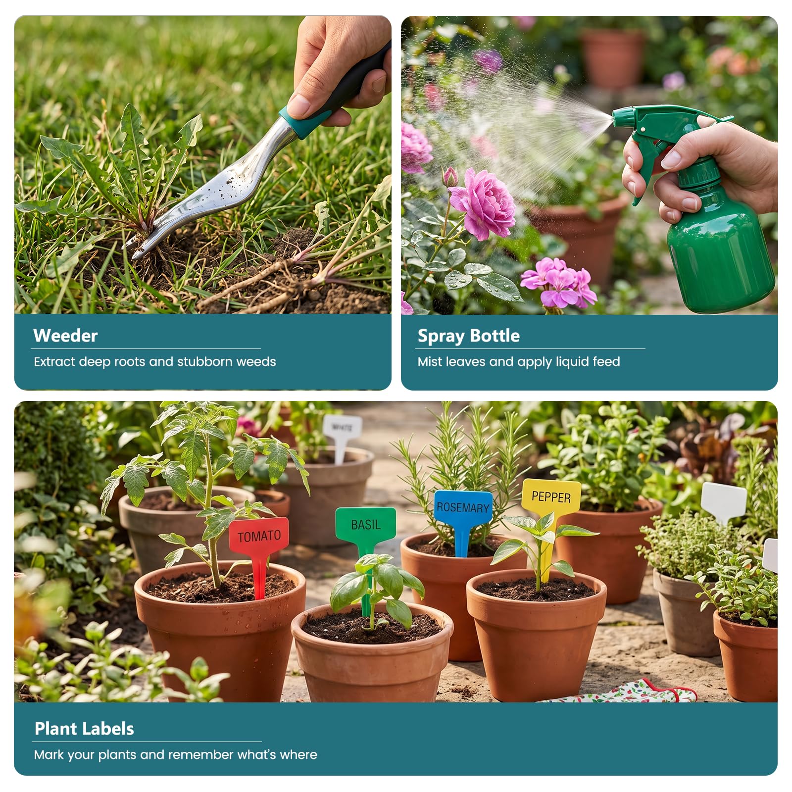Set di attrezzi da giardinaggio con borsa, cazzuole e cesoie, 10