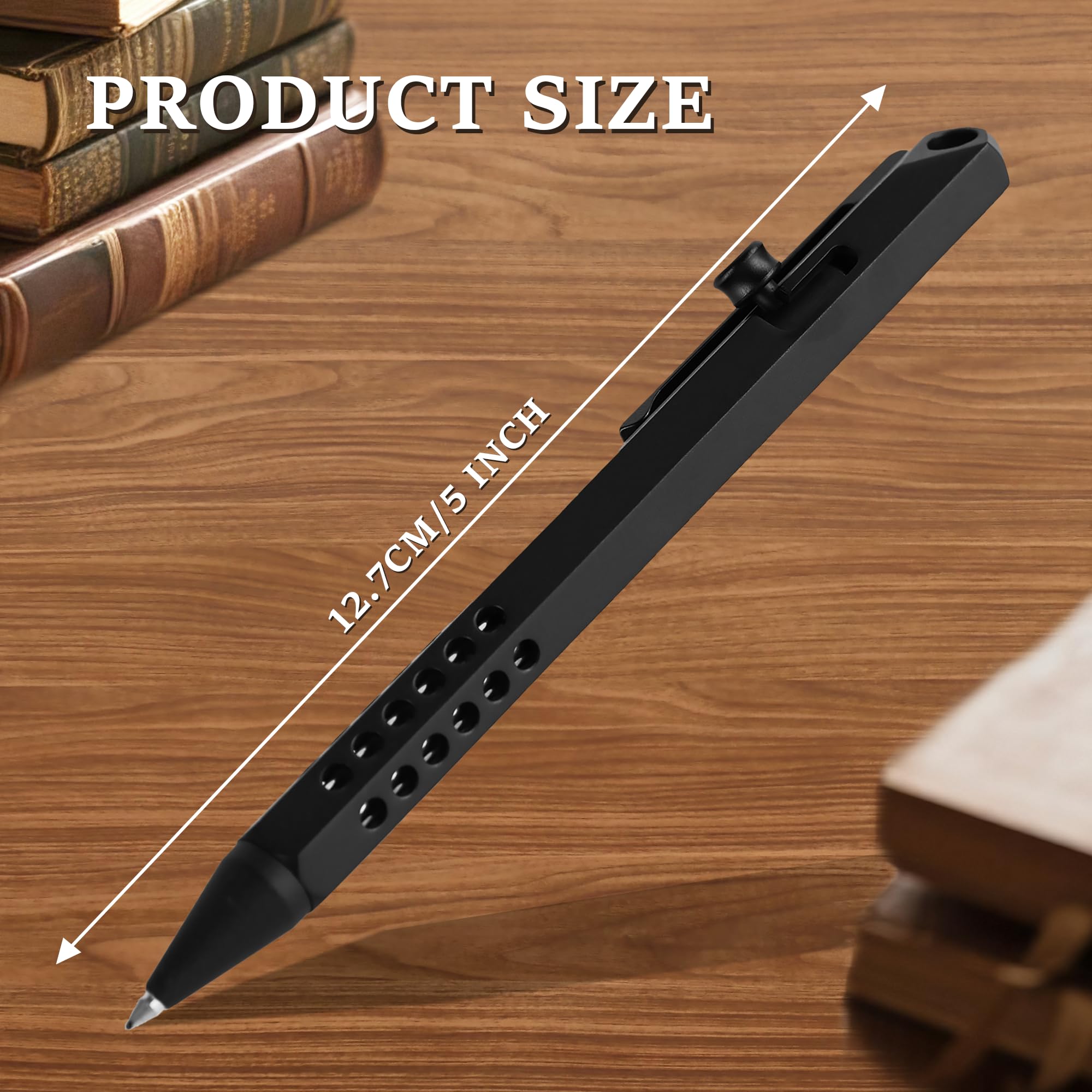SMOOTHERPRO Sechskant-Kugelschreiber Metall Bolt Action EDC aus Titan | 6-Edge Hollow, Kompatibel mit Fisher Space SPR4-Mine, der Parker-Mine, für Schreiben und Alltäglicher Gebrauch-Schwarz