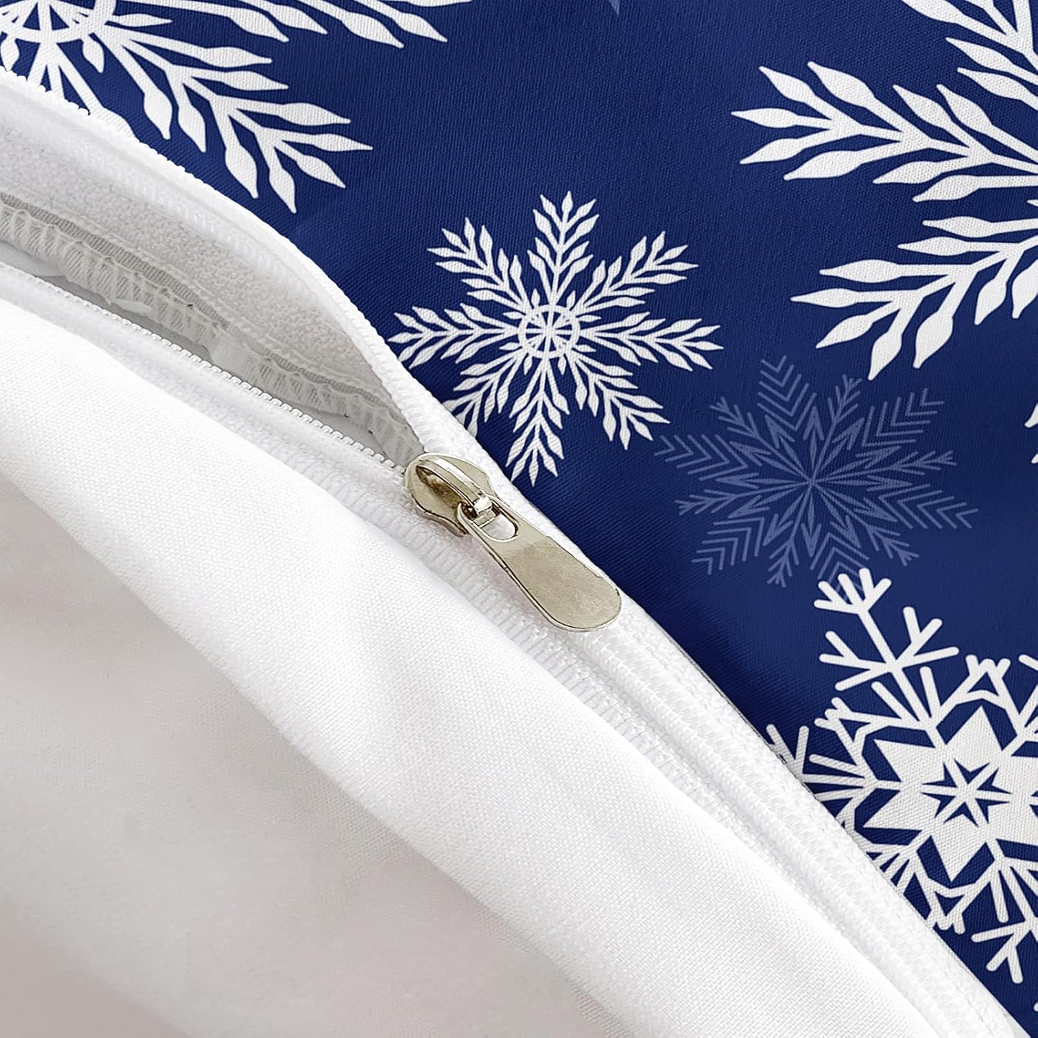 AILONEN Snowflake Duvet Cover Set Queen Size for Kids Toddler Adults,Cute Cartoon Winter Snowflakes Bedding Set,3Pcs Navy Blue Comforter Cover with 2 Pillowcases