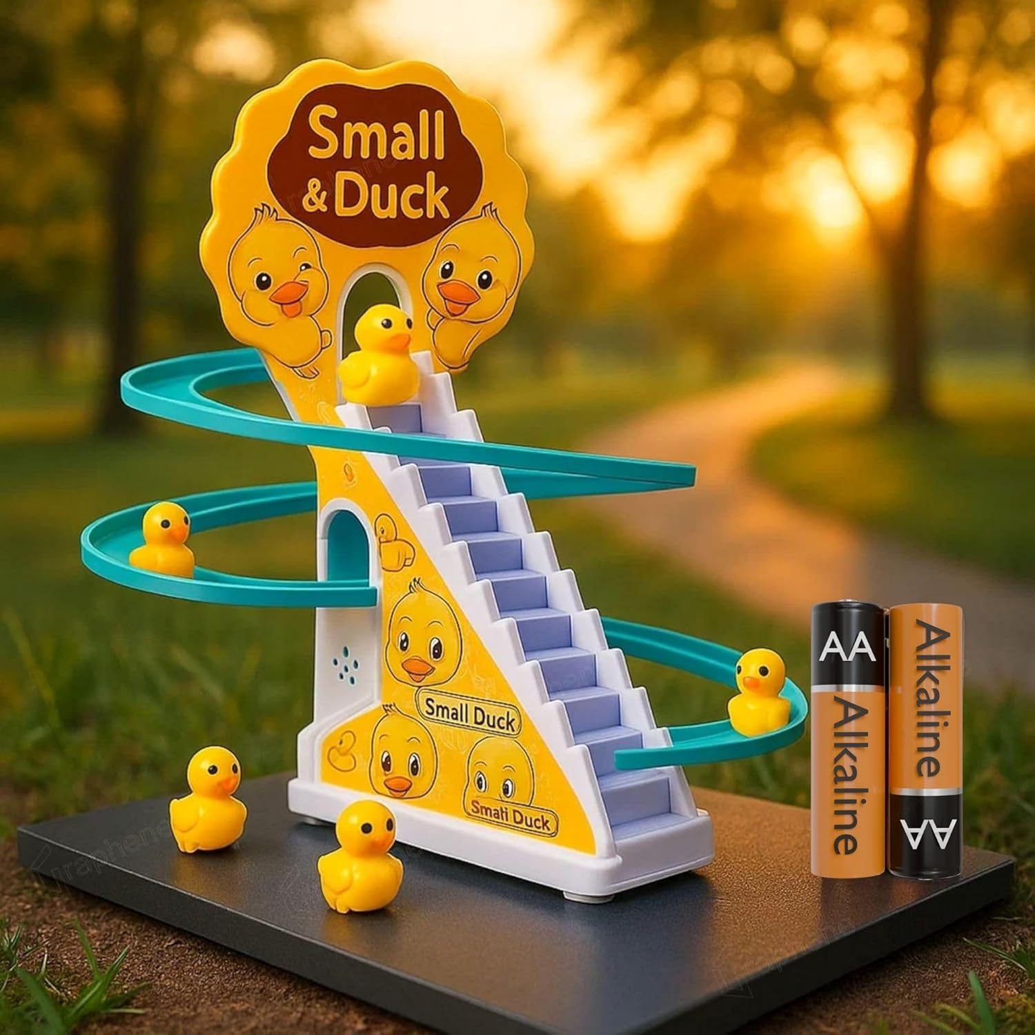 GRAPHENE Ducks Slide Toy Set with 2 Cells Stair Climbing Duck Track Toy for Kids Baby Girls Light Musical 3 Duckling Moving Escalator Automatic Cartoon Chasing Race Set Gift for 1+ 2 3 4 5 6 Years GRAPHENE Ducks Slide Toy Set with 2 Cells Stair Climbing Duck Track Toy for Kids Baby Girls Light Musical 3 Duckling Moving Escalator Automatic Cartoon Chasing Race Set Gift for 1+ 2 3 4 5 6 Years