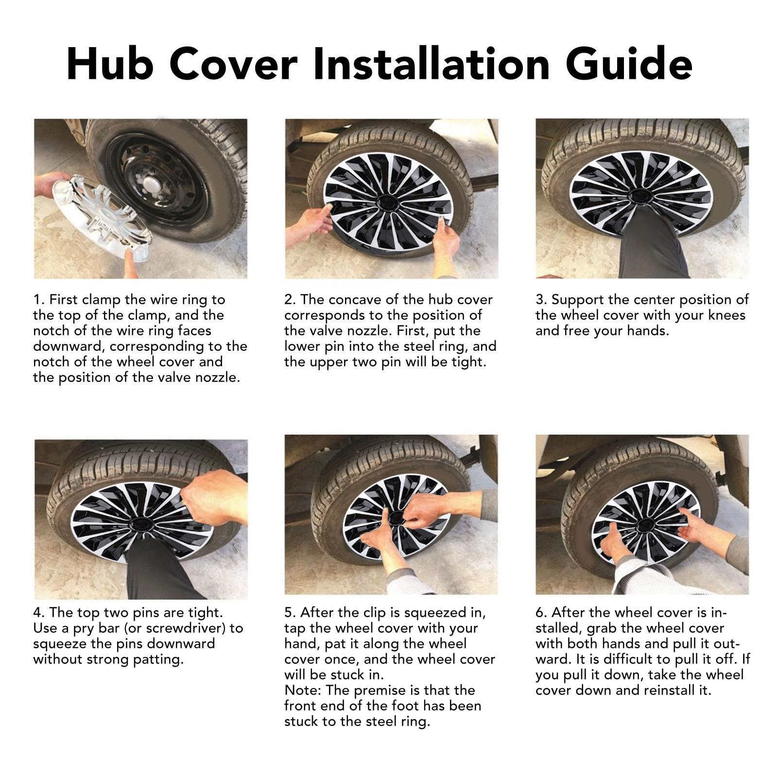 Copricerchi In Plastica ABS Nero - Set Da 4 Pezzi Per Cerchi Da 15 Pollici