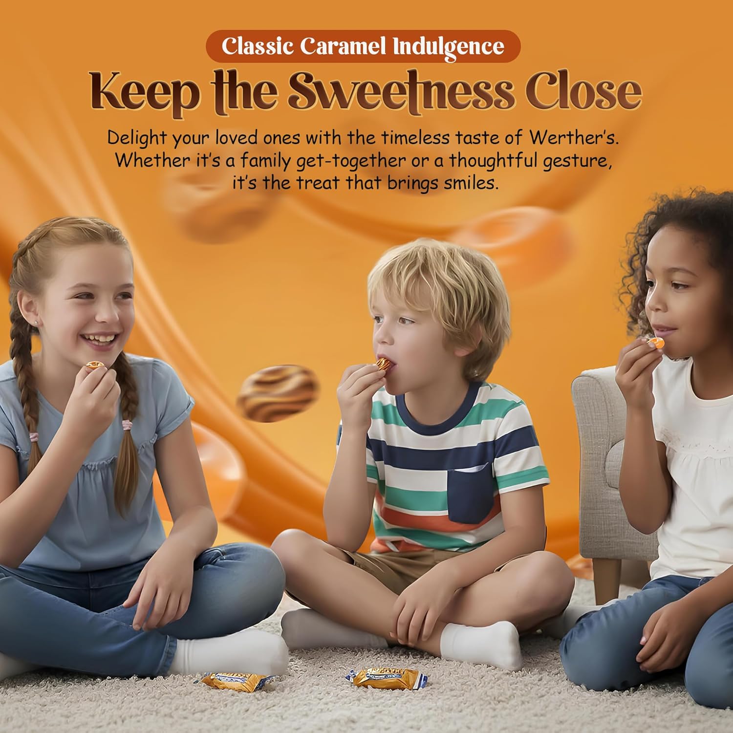 Werthers Original Hard Candy - 1lb Variety Pack of Individually Wrapped Sugar-Free Chocolate, Coffee & Caramel Candy, Guilt-free Zero Sugar Snacks Perfect for Candy Dish & Holiday Gift Bag