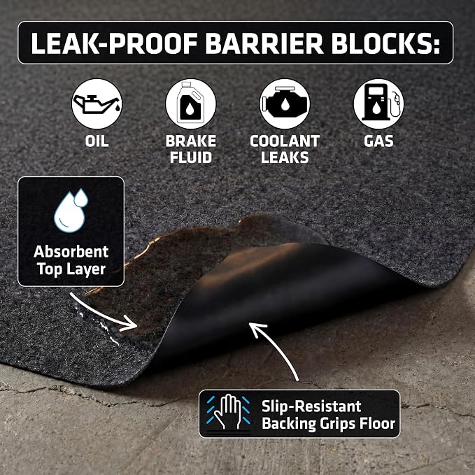 Armor All Original Garage Floor Mat, 17' x 7'4", Alfombrilla para Piso de Garaje Impermeable, Absorbente, Resistente a Derrames de Aceite, Duradera (Incluye Cinta de Doble Cara) (Hecho en USA) miniatura 8