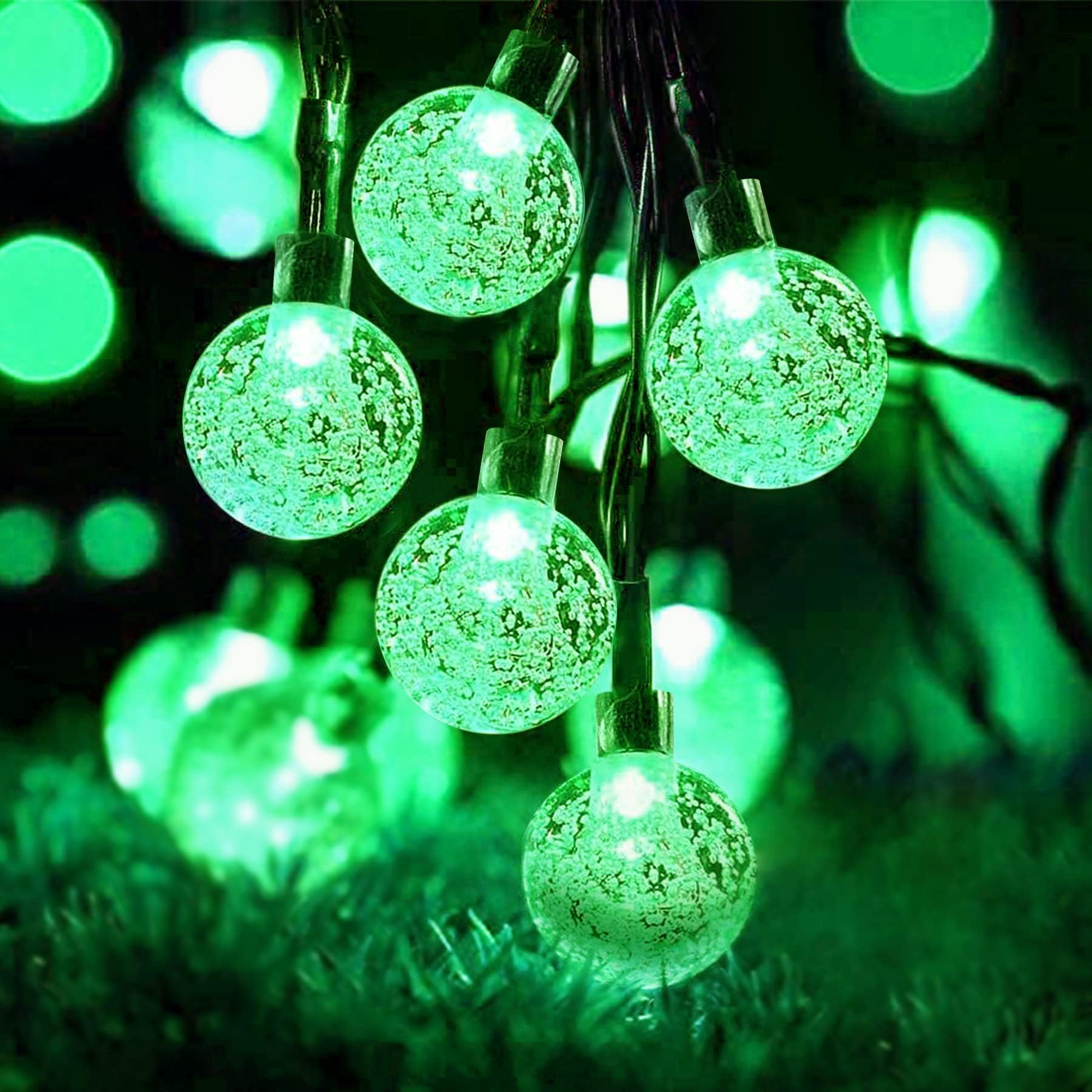 Lezonic Green Solar Garden Lights, 50 Led 7M/23Ft Outdoor Fairy Lights Waterproof 8 Modes Solar String Lights Indoor/Outdoor Garden, Patio, Yard, Home, Party, Wedding, Festival Decoration(Green)