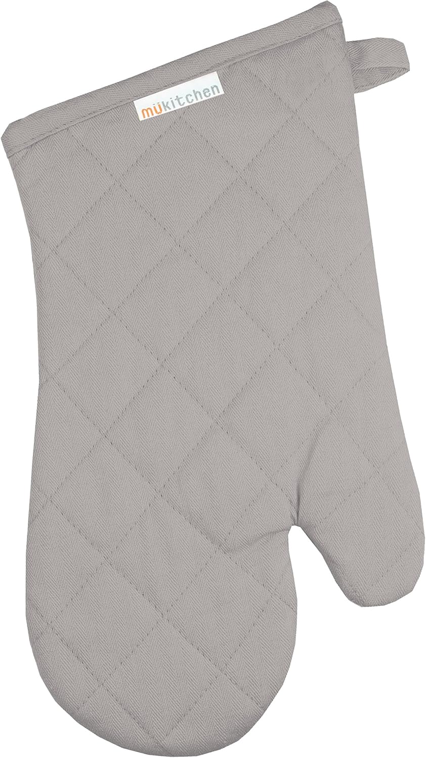 MUkitchen | MÜmitt is 100% Cotton | Heat Resistant Oven Mitts for Cooking and Baking | Machine Washable and Durable | Necessary Kitchen Accessory for Hot Cookware | Set of 2 | Nickel
