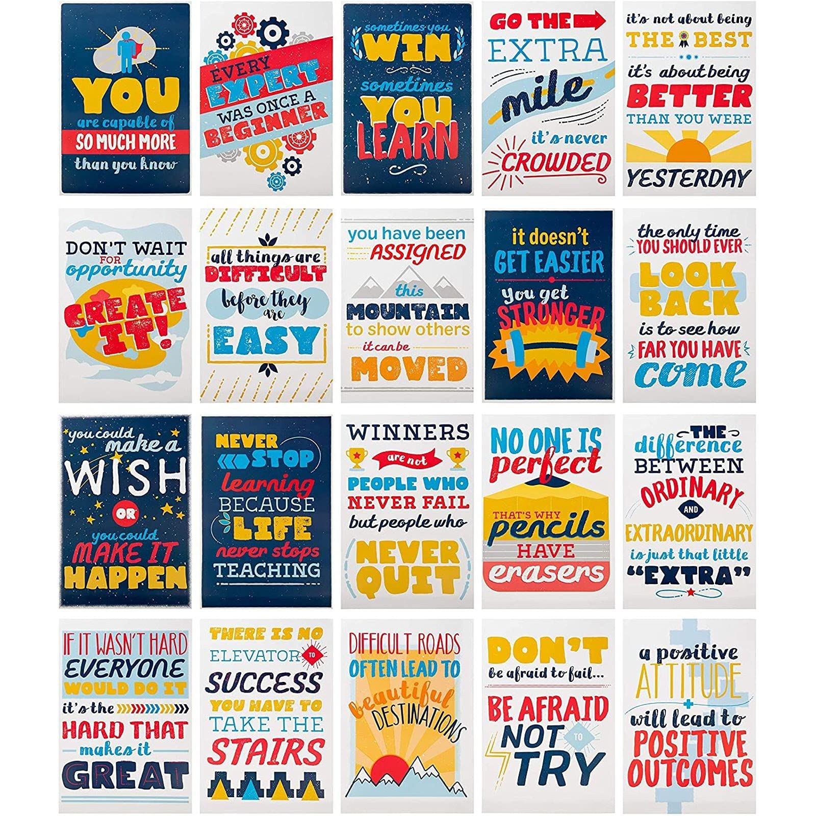 Juvale Motivational Posters, Teacher Supplies for Classroom (33 x 48.2 cm, 20-Pack) VIBRANT DESIGN FUNGO