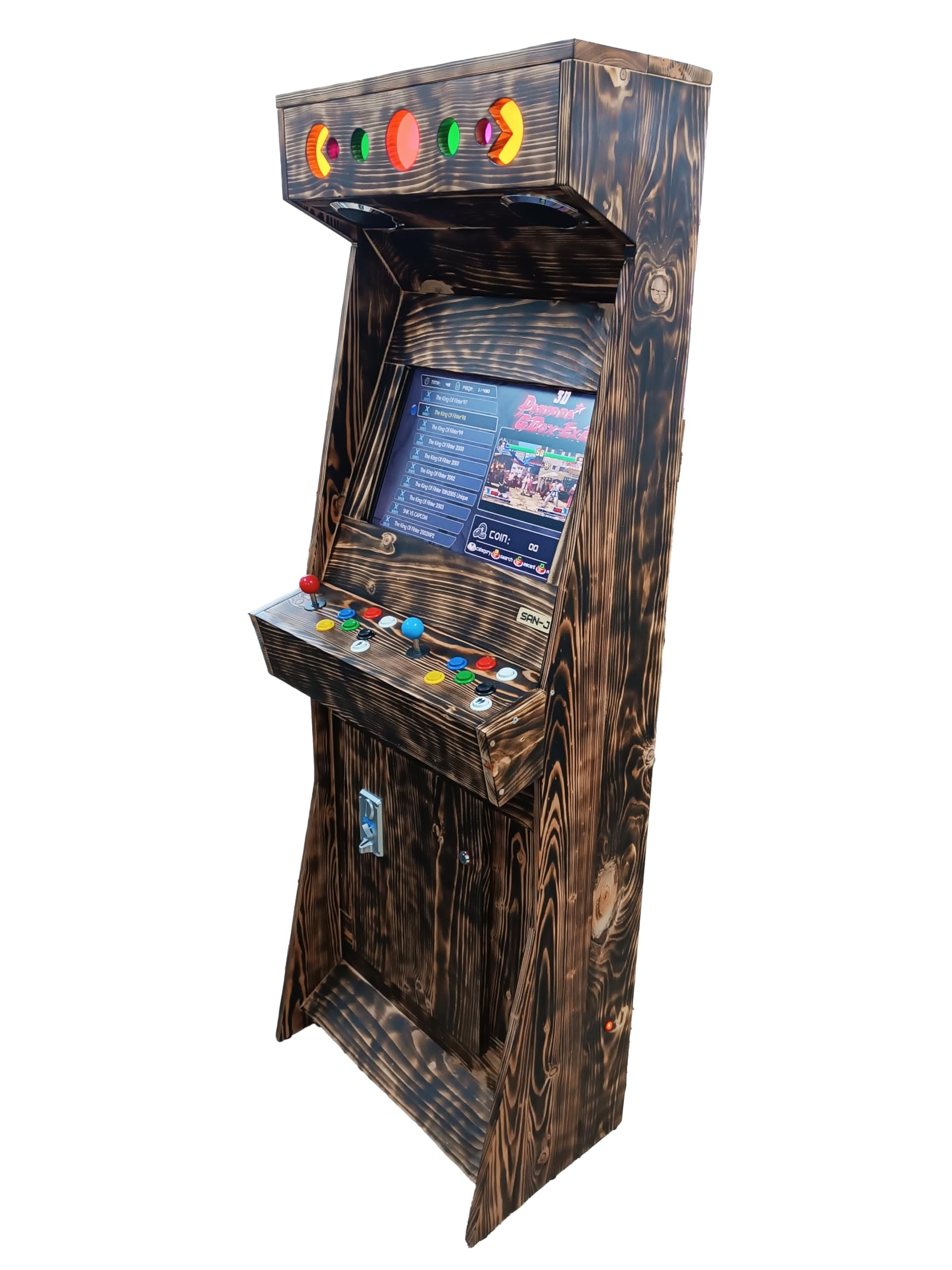 Cabinato Arcade Retro - Fatto a mano (legno) – Retro 2 giocatori con +4000 giochi classici, schermo LCD 22", Plug & Play – San-J