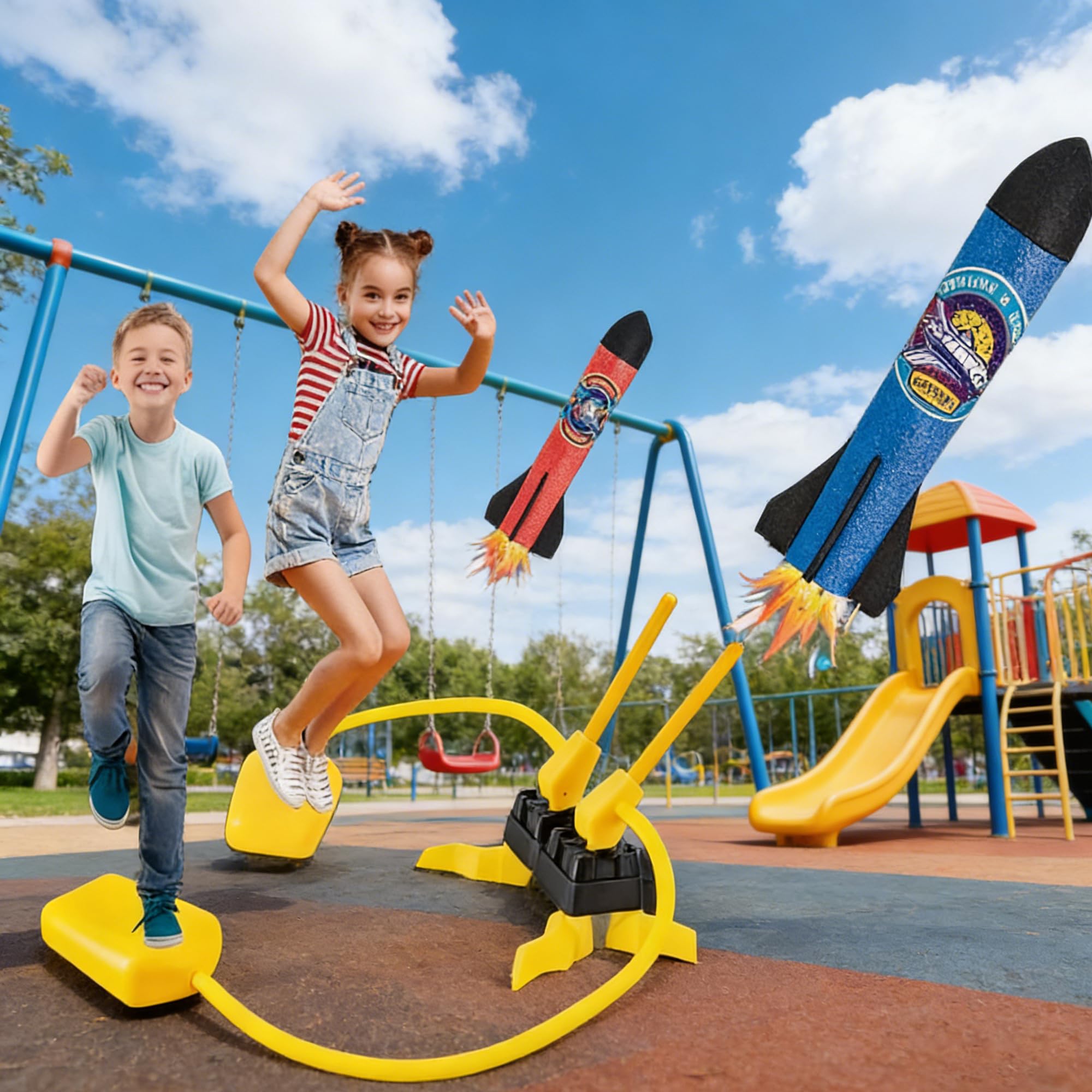 Razzo Spaziale Giocattolo, Lanciarazzi Bambini Gioco a Due Giocatori con 6 Razzi di Schiuma, Lanciarazzi Giocattolo per Giochi Regalo Bambino 4 5 6 7 8 9 10 Anni Maschio