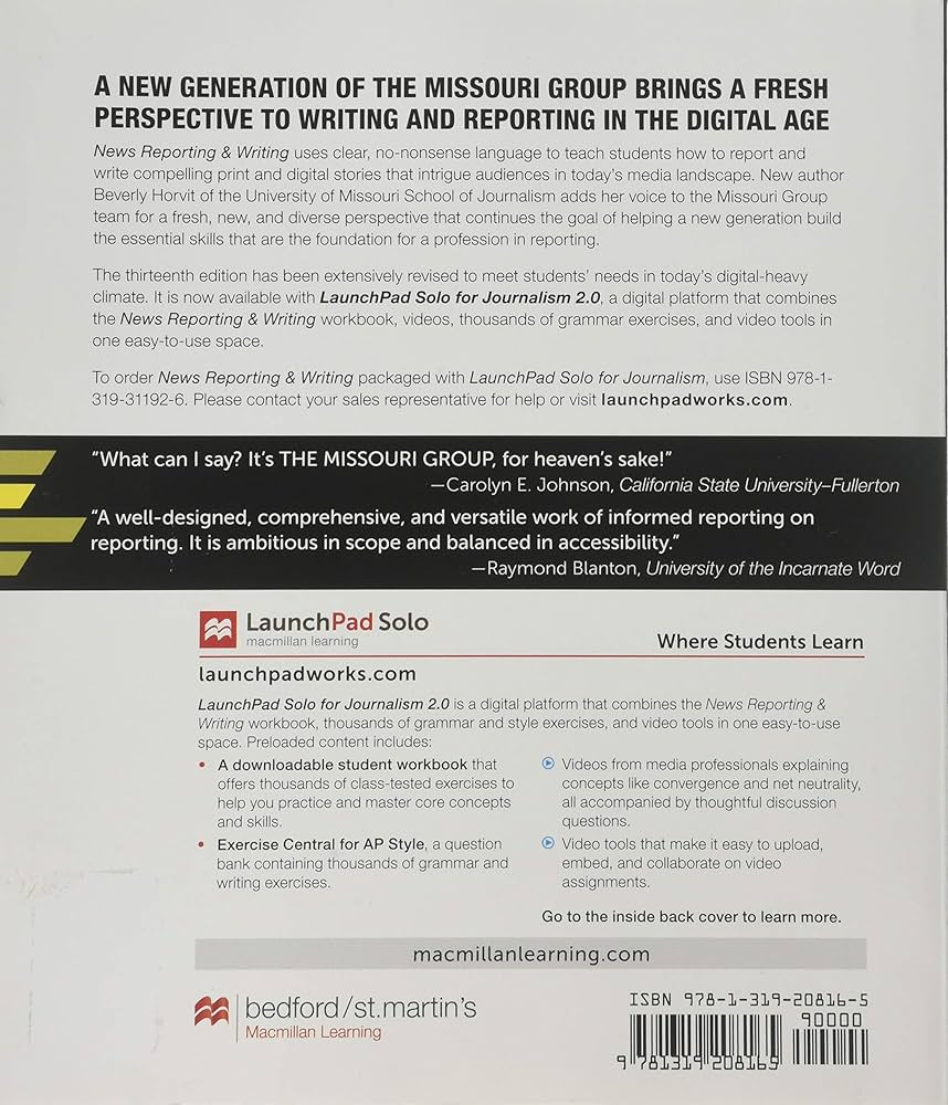 News Reporting and Writing: 9781319208165: Communication