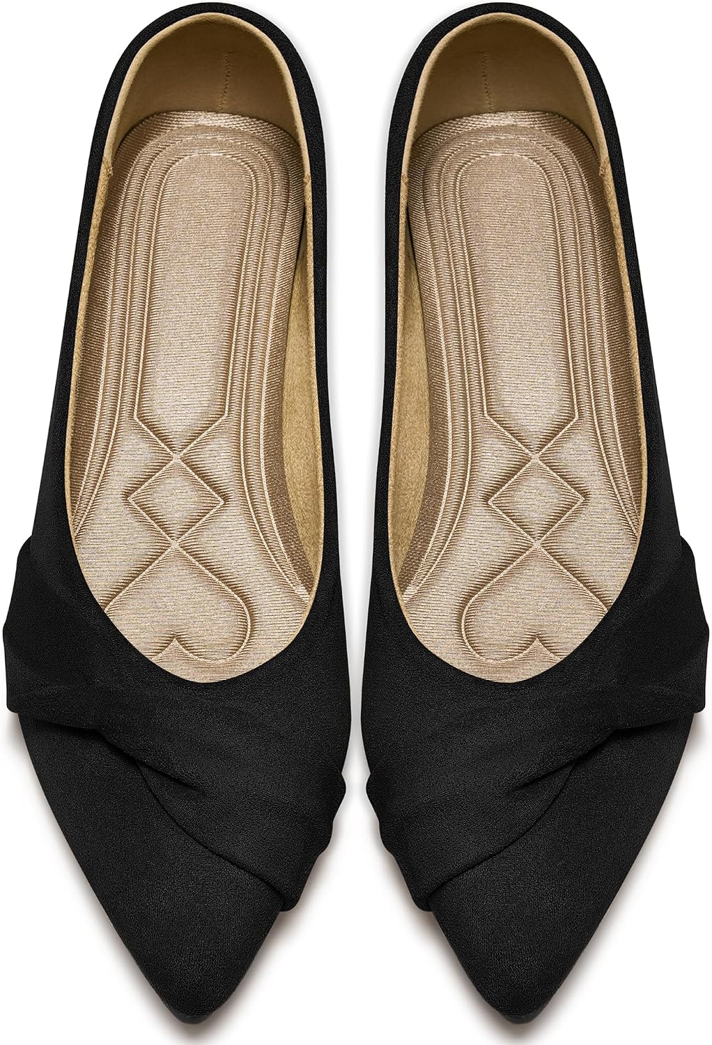 Women's Flats Ballet Shoes: Comfortable Pointed Toe Suede Bow Flat - Casual Slip On Dress Shoes for Business Work Office