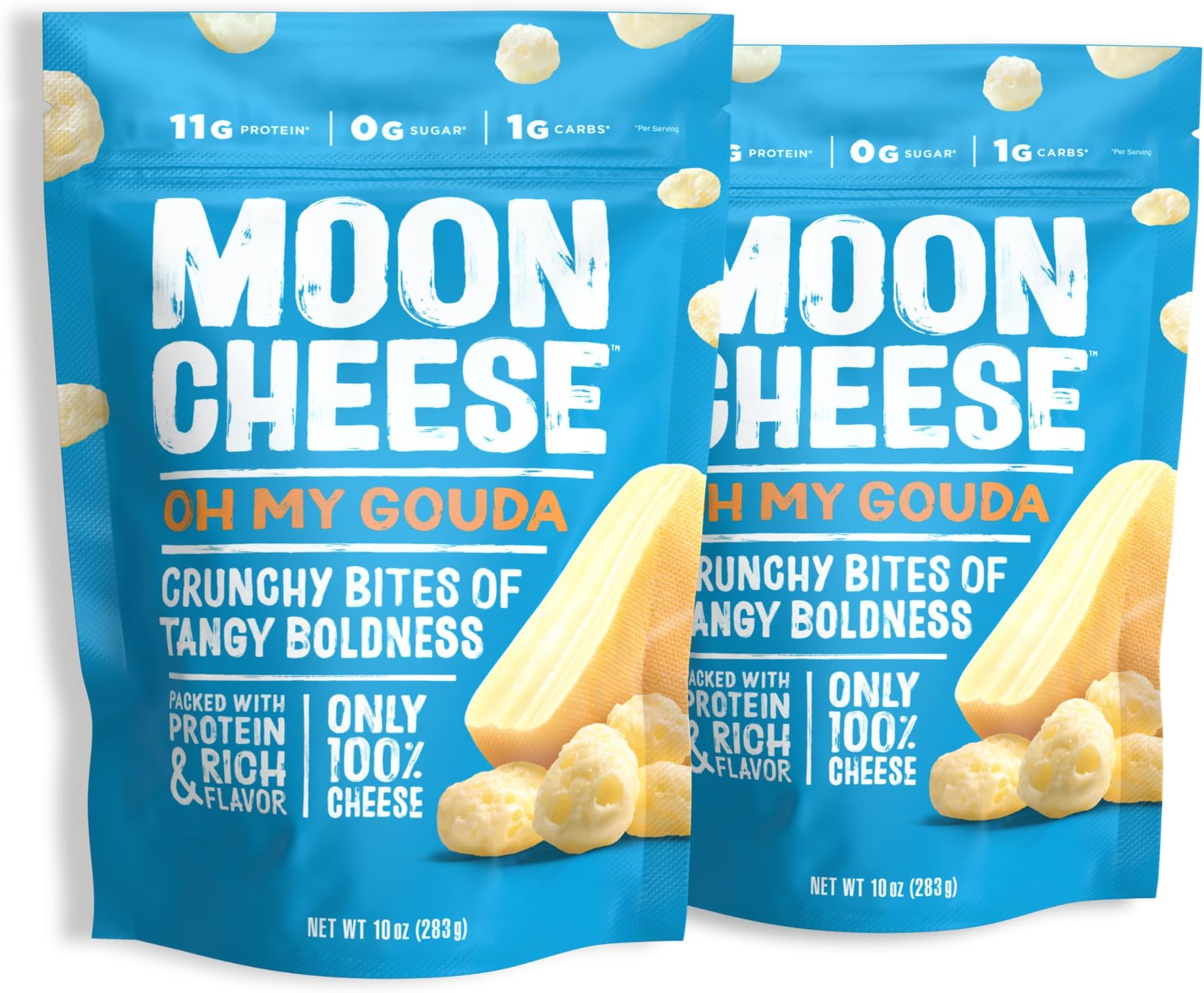 Moon Cheese Oh My Gouda Cheese Bites, 10 Ounce, 2-Pack, Crunchy, Packed With Protein & Calcium, Keto, Gluten Free