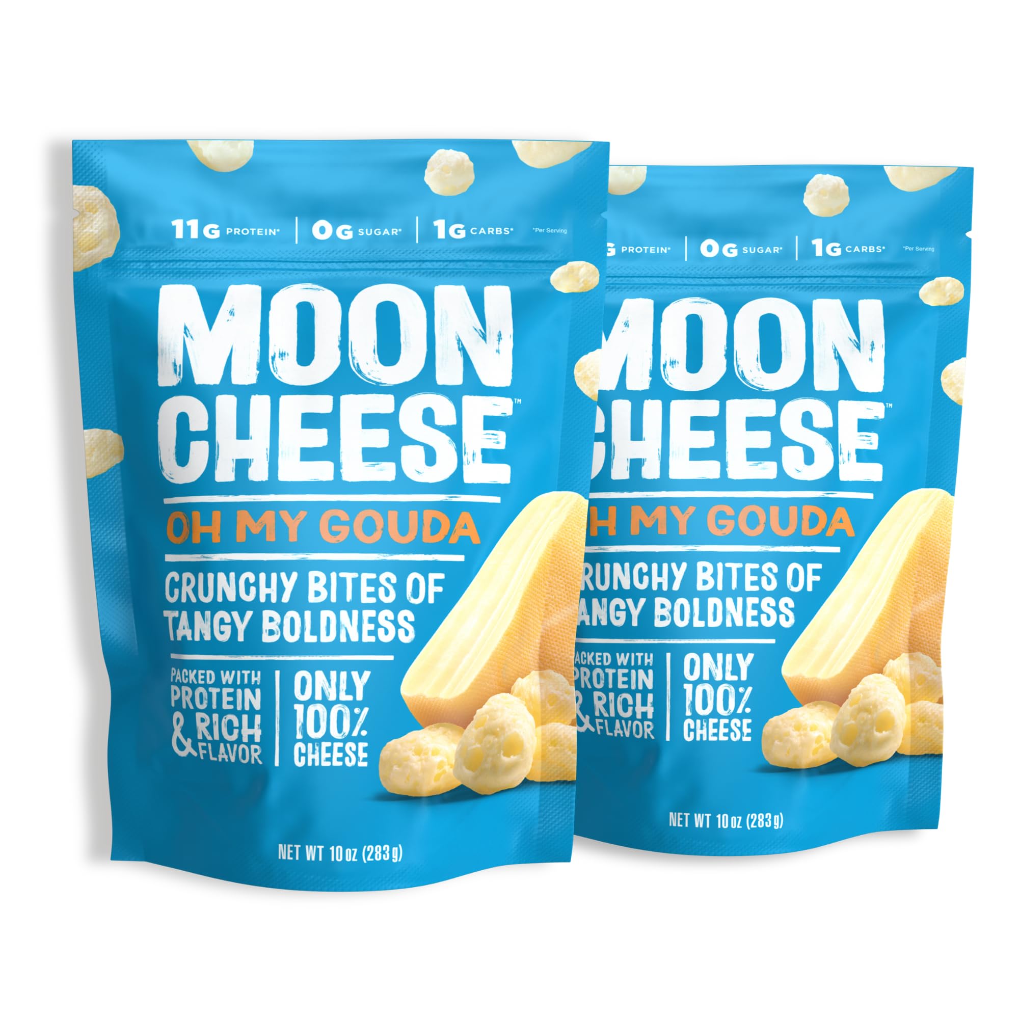 Moon Cheese Oh My Gouda Cheese Bites, 10 Ounce, 2-Pack, Crunchy, Packed With Protein & Calcium, Keto, Gluten Free