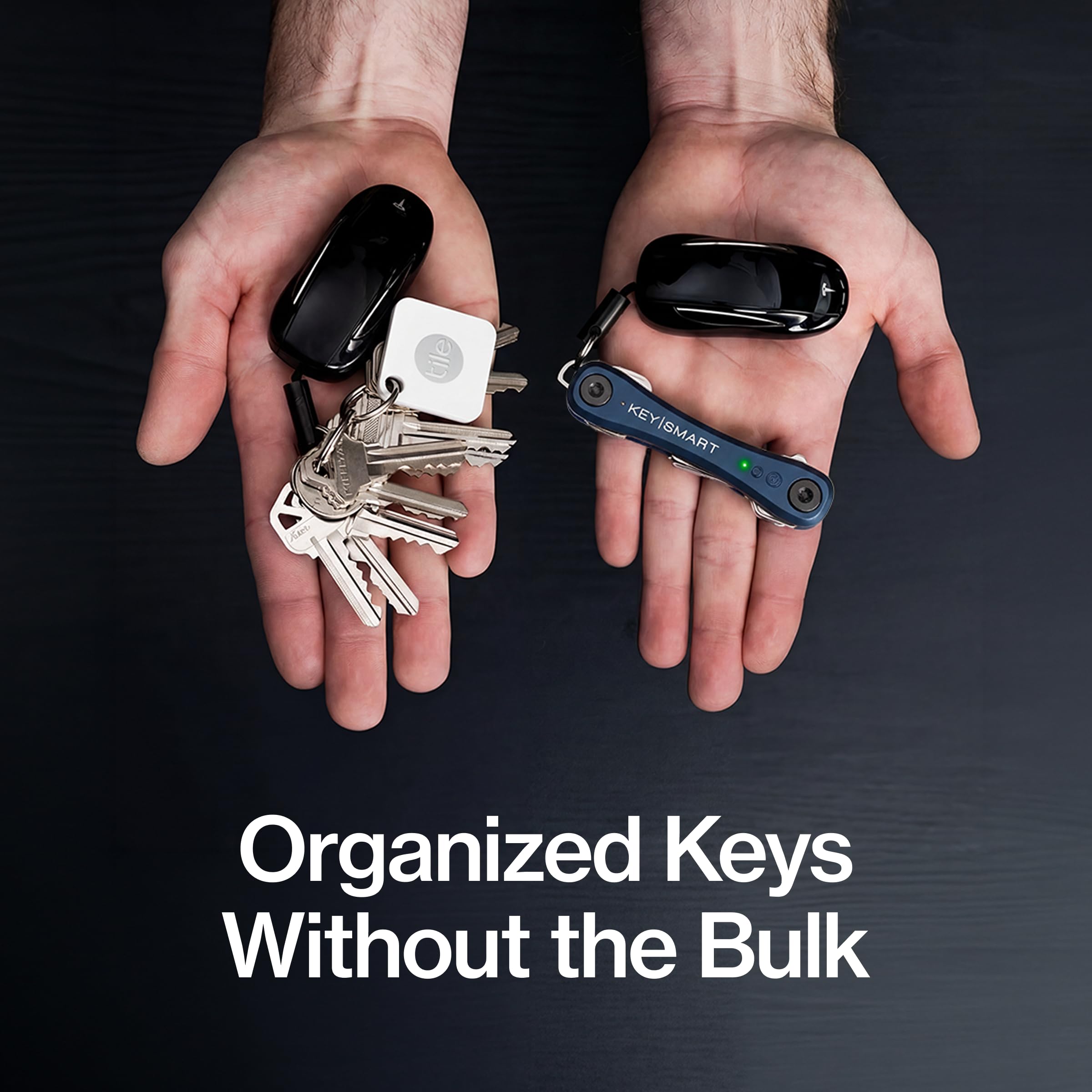 KeySmart iPro - Localizador de llaves con sonido, llavero compatible con Apple Find My App, organizador de llaves, rastreador compacto sin desorden, regalos tecnológicos para hombres (hasta 14 llaves