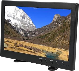 Monitor de 10,1 Polegadas, Tela Colorida HD TFT LCD 1366x768, Com VGA, Interface Multimídia HD, AV, BNC, USB, DC, Alto-falantes Duplos Embutidos, para Casa, Quarto (Plugue dos EUA)