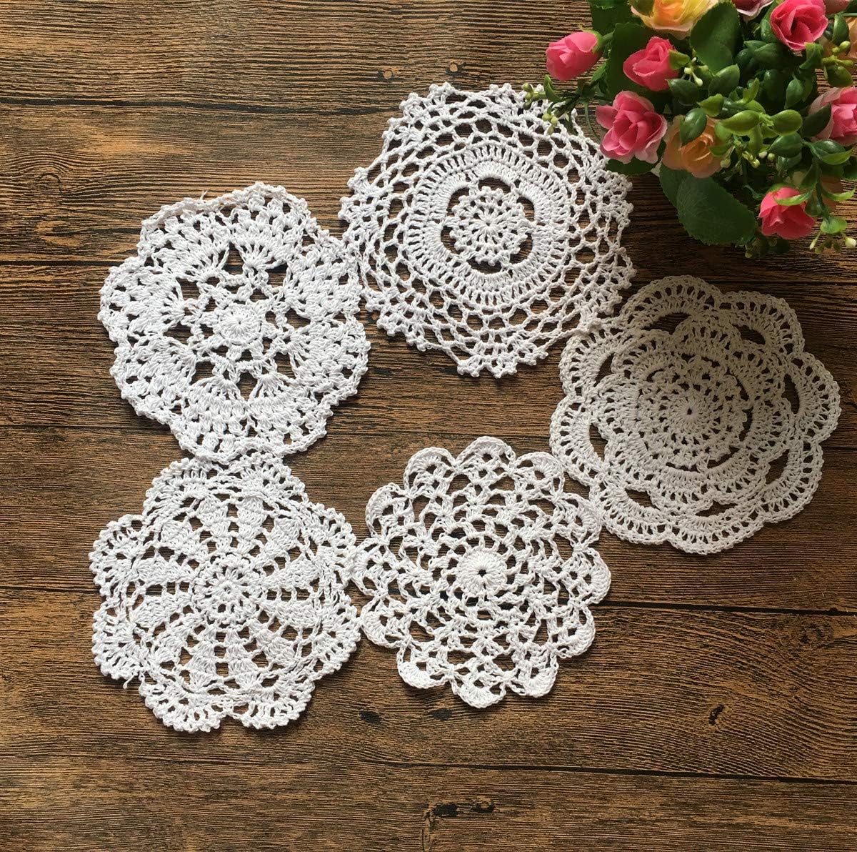 One-Day Sale: Up to 50% Off MINDPLUS Set of 10 Cotton Hand Crochet Doilies Lace White 6-7 Inches Round Crocheted Placemats Vintage Wedding Tea Party