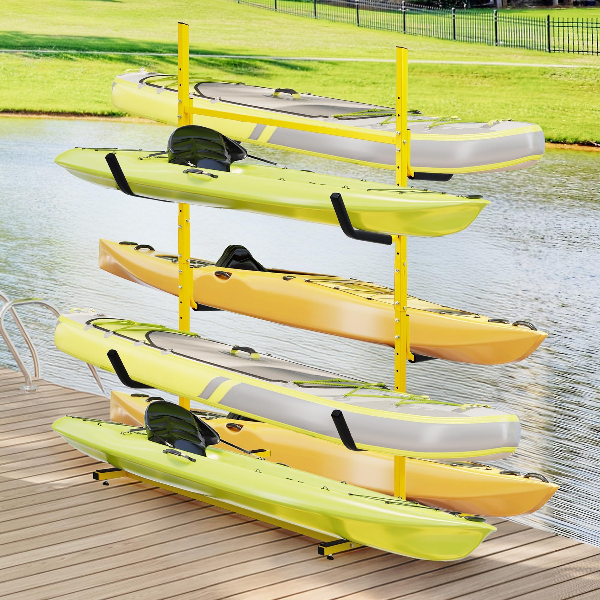 Freistehendes Kajakträger, Kajak Und SUP Outdoor-Aufbewahrungsregal Für 4-6 Kanu Paddleboard, Tragfähigkeit 240 kg, Robust