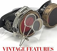 Vista 24 de Lentes estilo victoriano Steampunk con diseño de brújula, lentes de colores y lupa ocular A.Azul