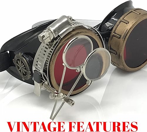 Miniatura 24 de Lentes estilo victoriano Steampunk con diseño de brújula, lentes de colores y lupa ocular A.Azul