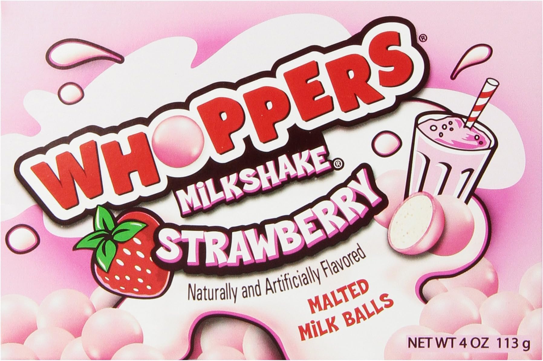 WHOPPERS Strawberry Malted Milk Balls Candy, 4 Ounce (Pack of 12)