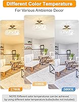 Vista 4 de Lámpara de Techo Semiempotrada, Accesorio de Iluminación de Techo Dorado Grande de 12 Pulgadas, 3 Luces con Globo de Vidrio Estilo Casa de Campo